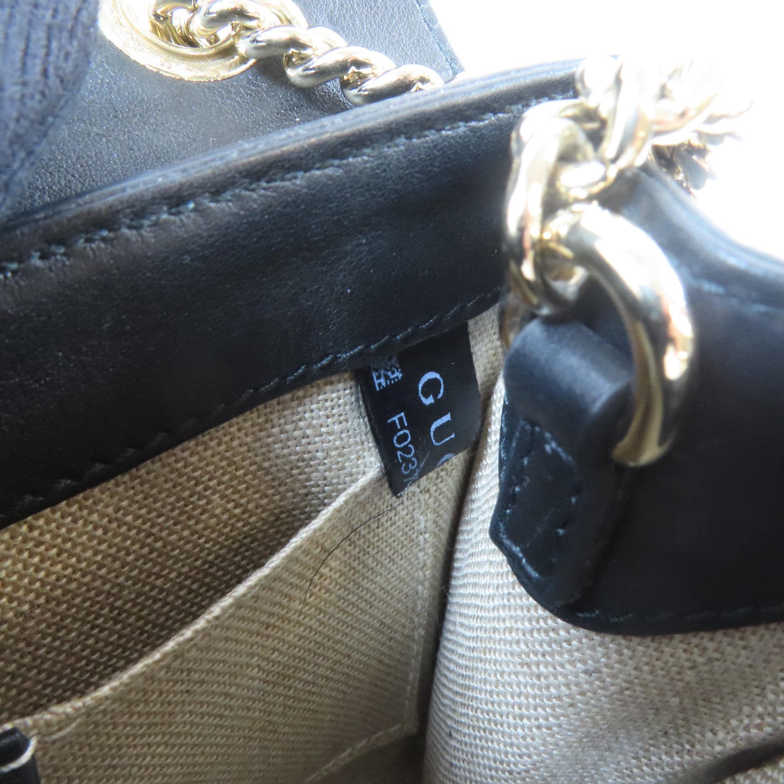 GUCCI 牛皮皮革Guccissima Mini Emily Shoulder金扣鏈帶肩背袋黑色