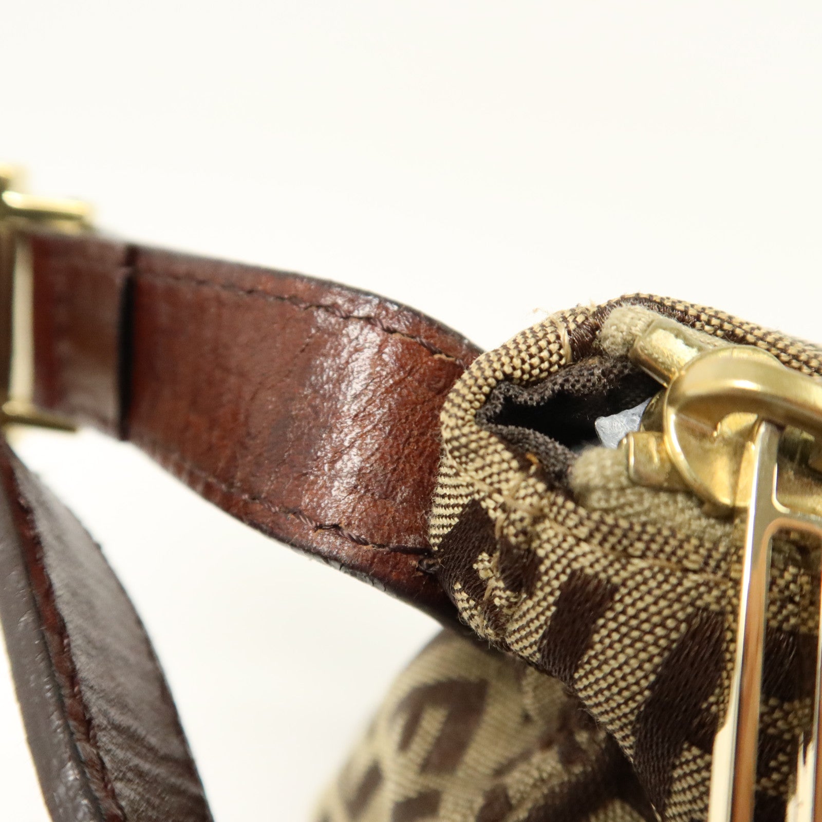 FENDI 帆布/牛皮皮革Shoulder金扣手挽肩背兩用袋