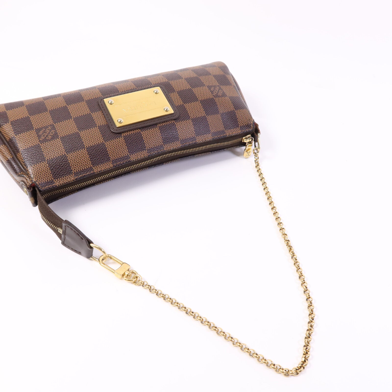 LOUIS VUITTON Damier Ebene金扣鏈帶肩背袋