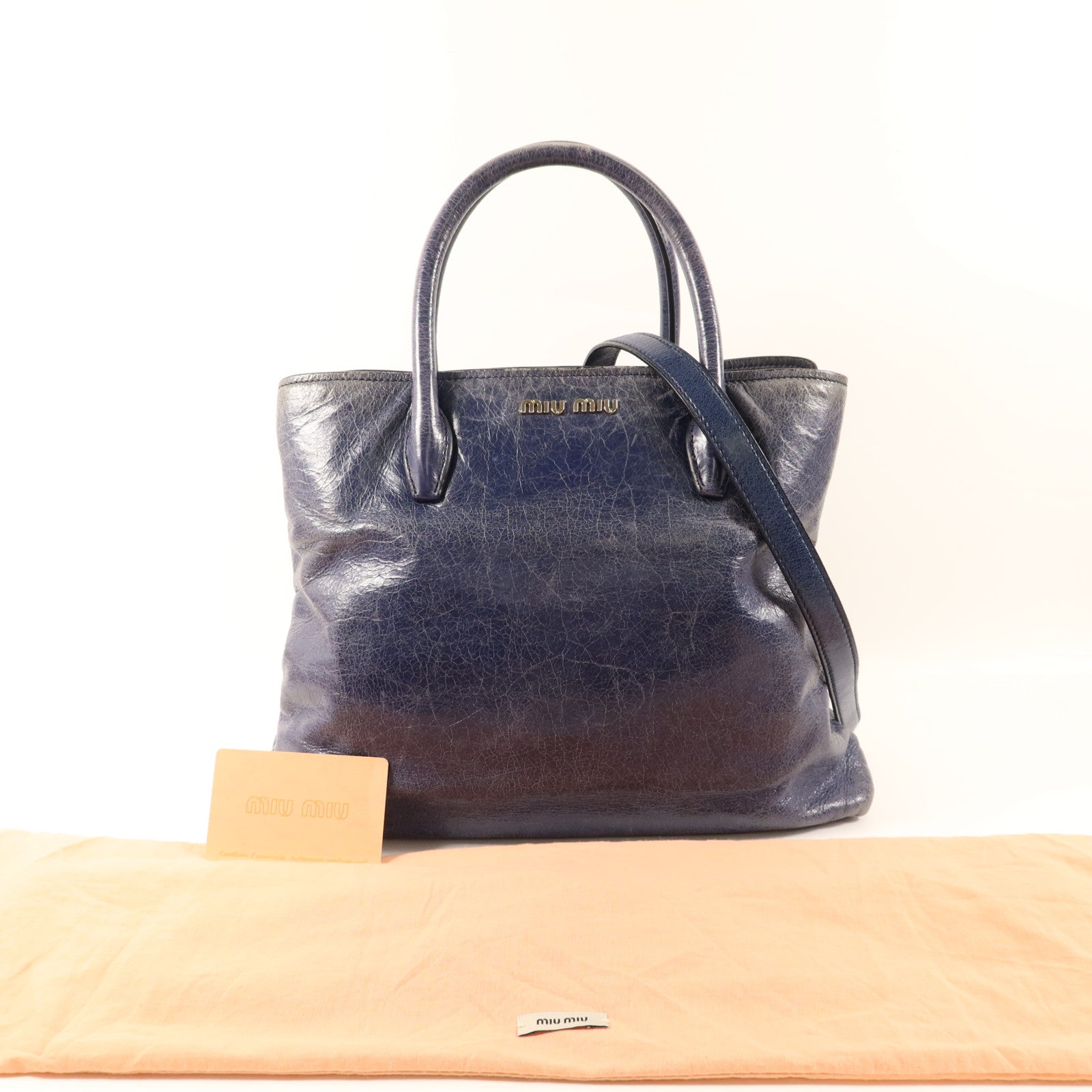 Miu Miu 牛皮皮革2 Way Shoulder Bag銀扣手挽肩背兩用袋