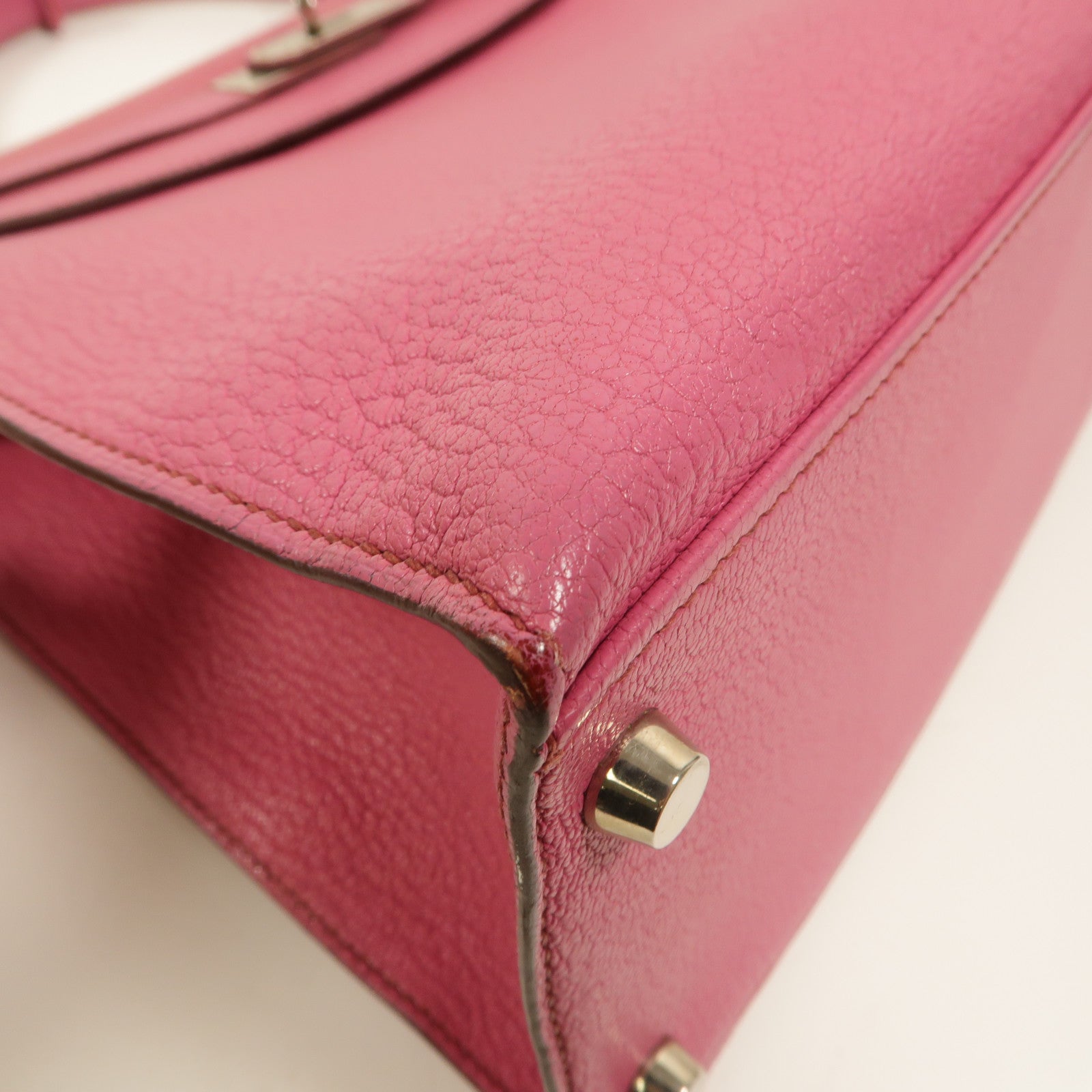 HERMES Chevre皮革Kelly 32手挽肩背兩用袋Fuchsia