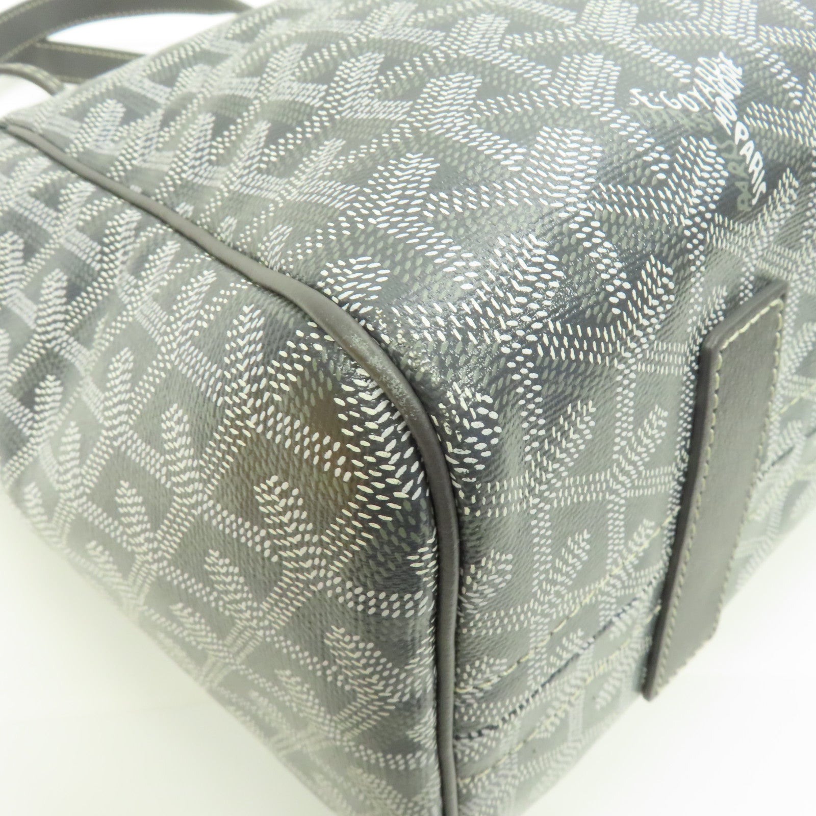 GOYARD 塗層帆布Sac Rouette Souple PM銀扣肩背袋灰色