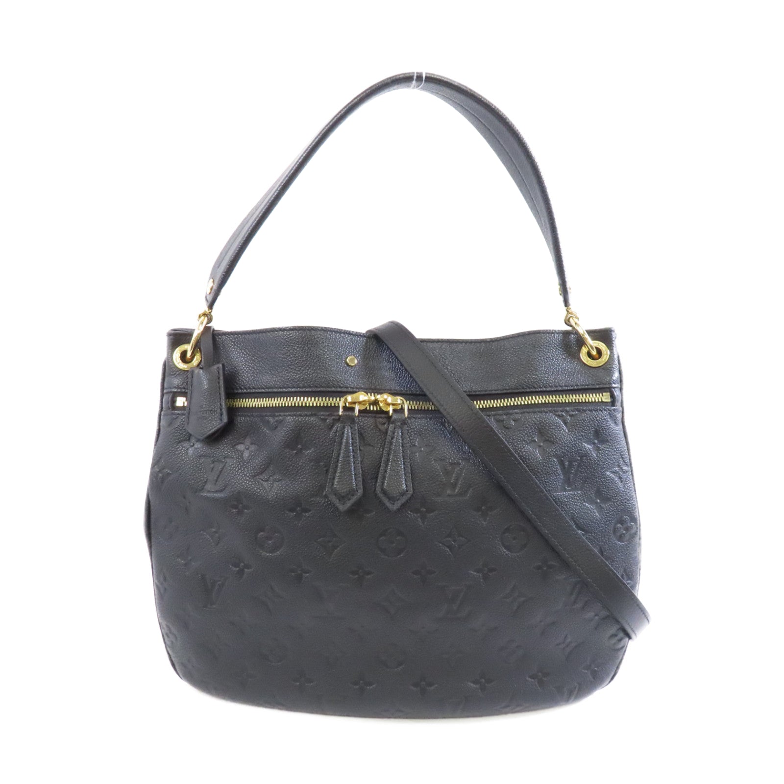 LOUIS VUITTON Monogram Empreinte Spontini金扣手挽肩背兩用袋黑色