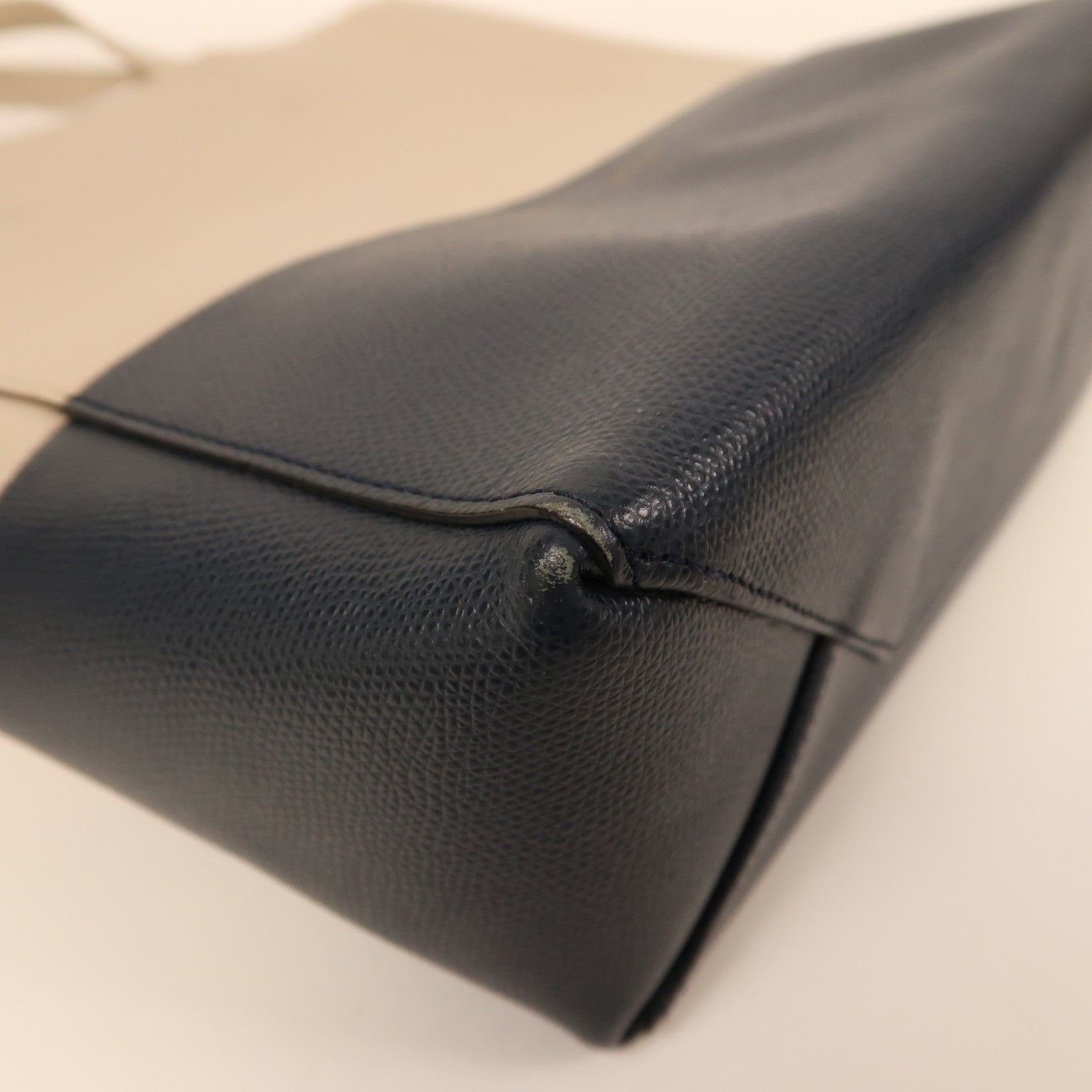 CELINE 牛皮皮革Tote Bag金扣手挽肩背兩用袋米色/藍色