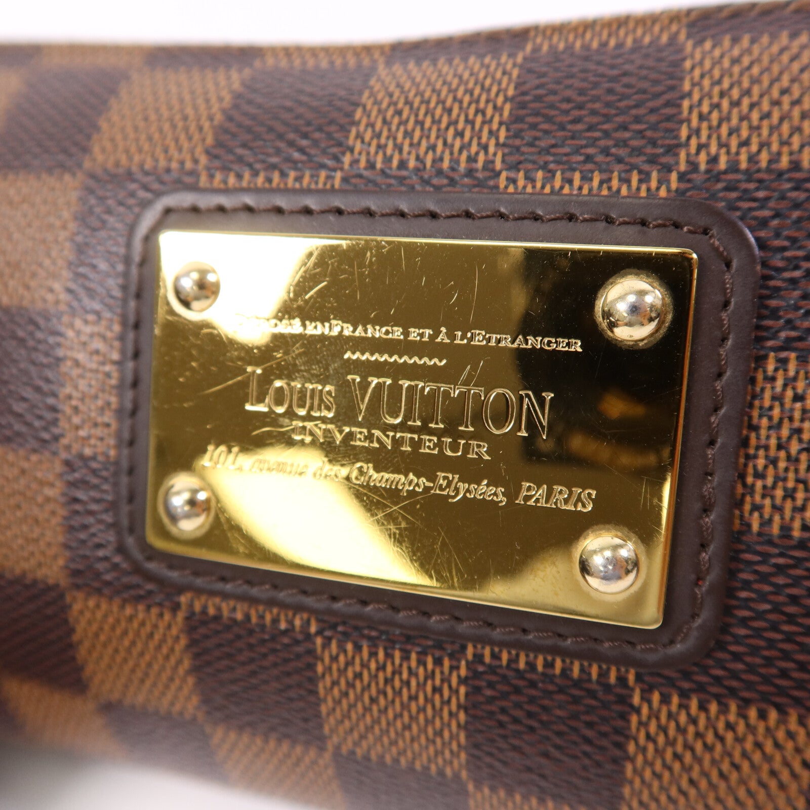 LOUIS VUITTON Damier Ebene金扣鏈帶肩背袋
