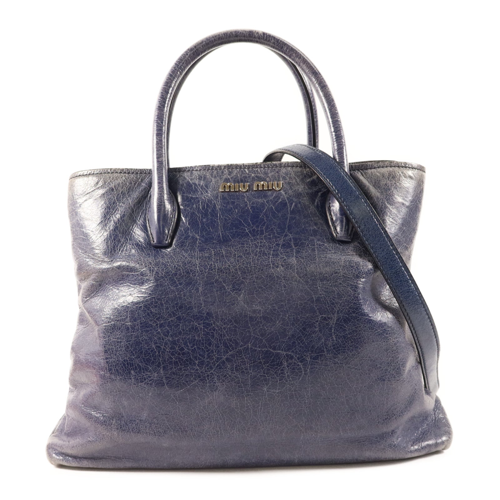 Miu Miu 牛皮皮革2 Way Shoulder Bag銀扣手挽肩背兩用袋