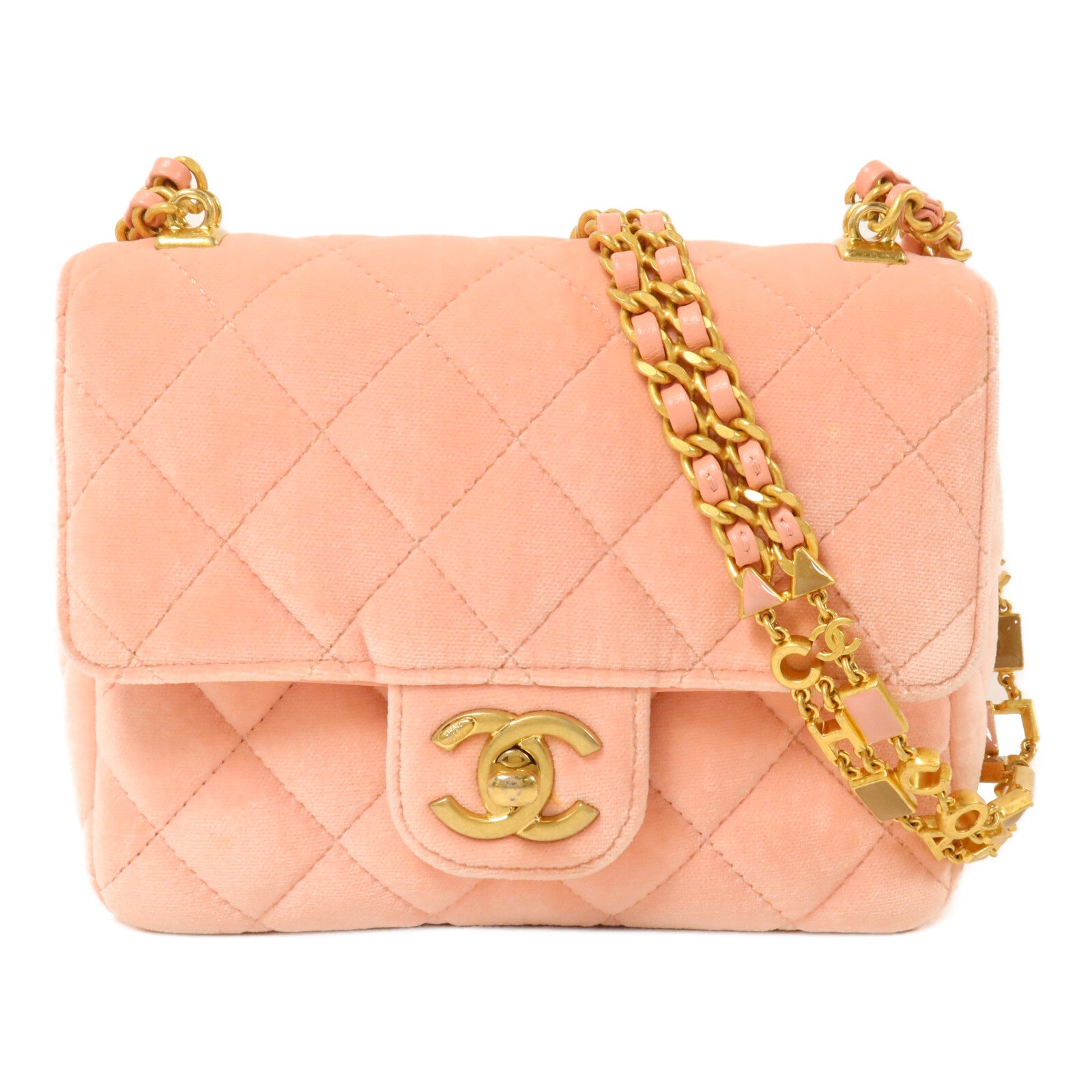 CHANEL 絨布Mini Velvet Enamel Flap Bag鏈帶肩背袋