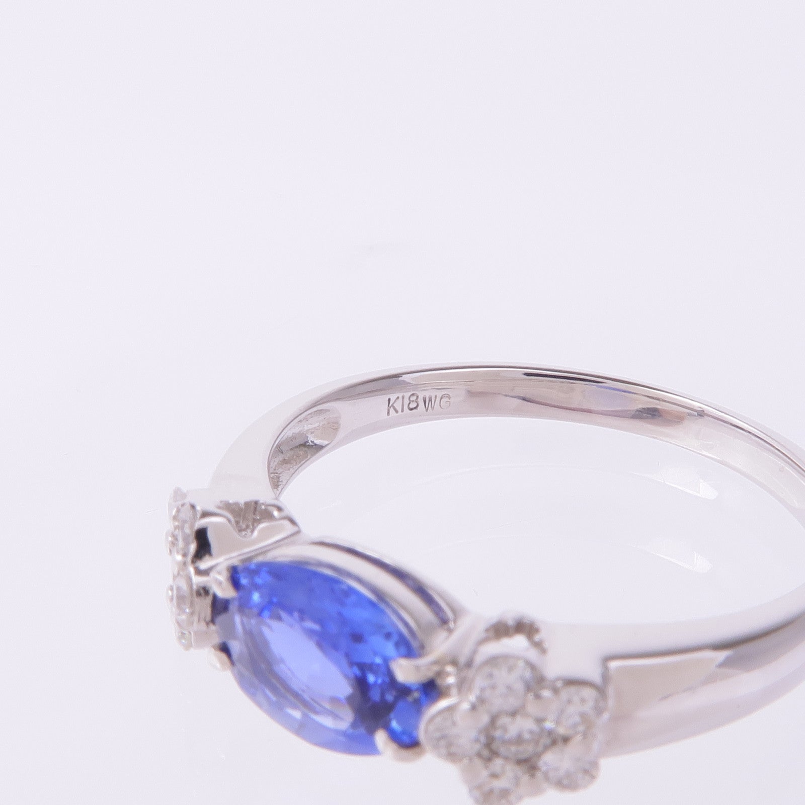 Ponte Vecchio 18K白金Sapphire Diamond Ring藍寶石/鑽石戒指US#8.5