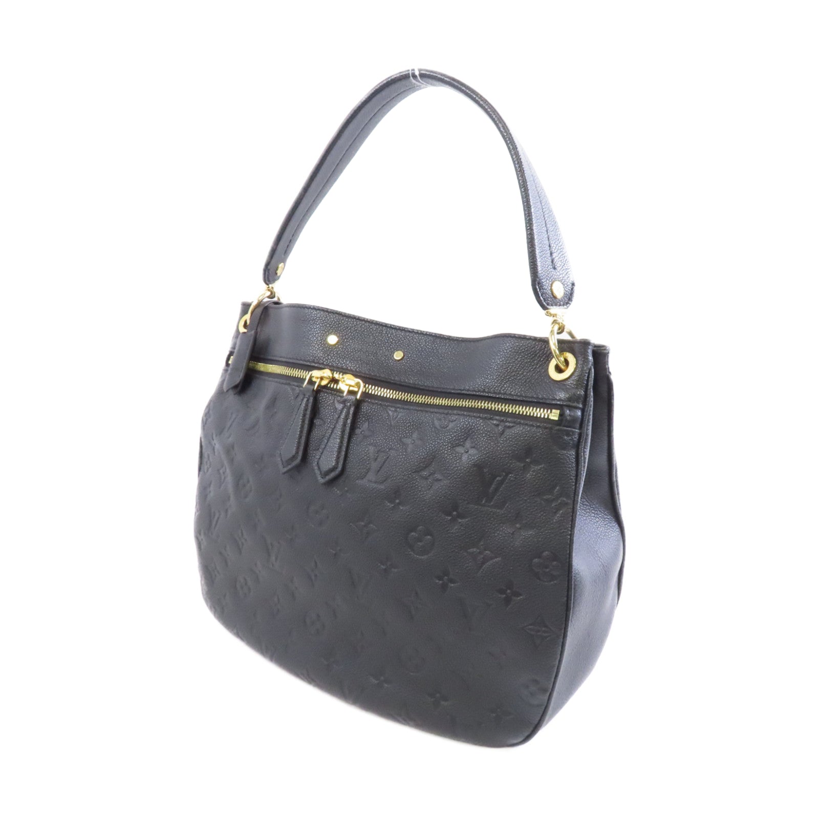 LOUIS VUITTON Monogram Empreinte Spontini金扣手挽肩背兩用袋黑色