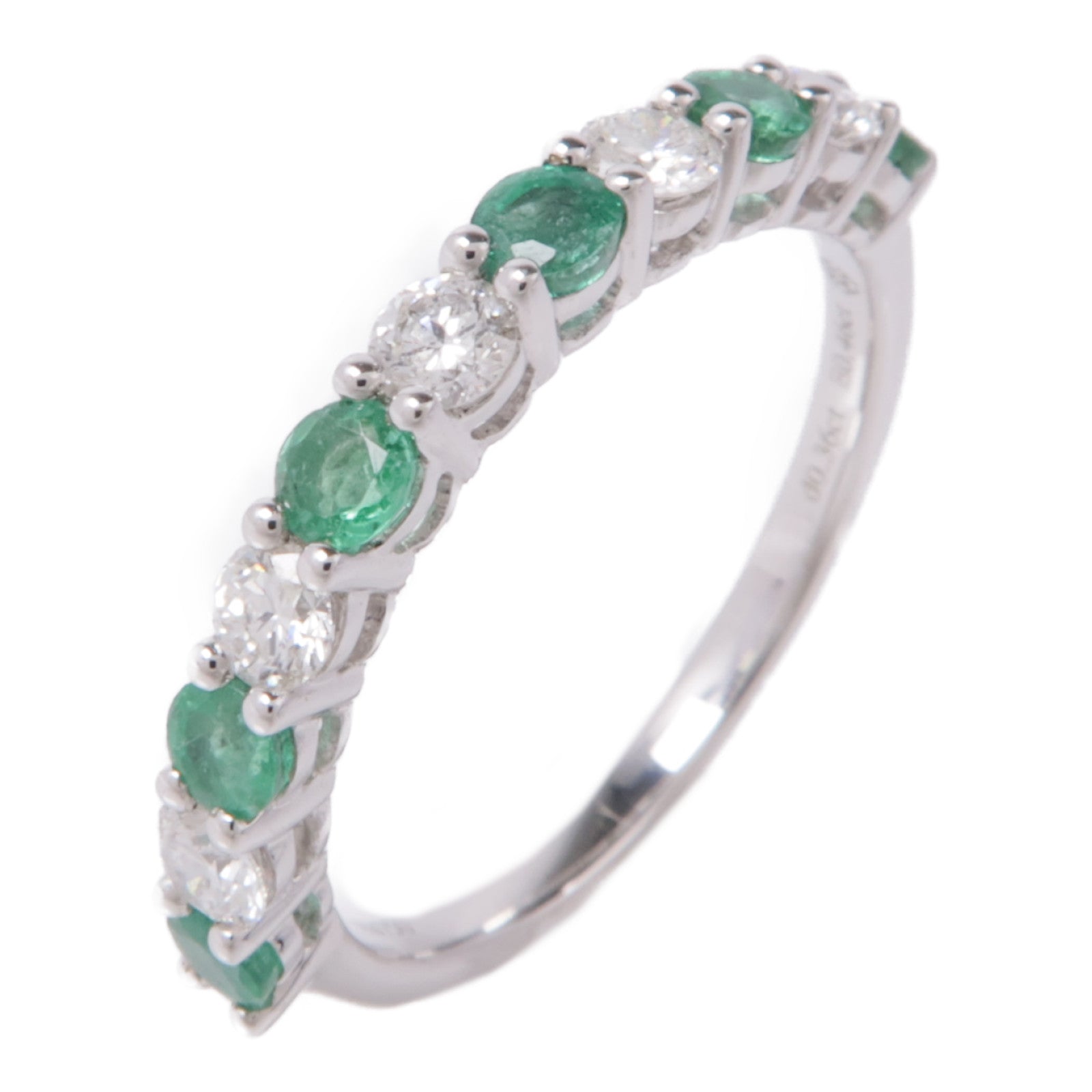 JEWELRY (PRICE DOWN) Emerald Diamond Ring 18K White Gold US#6