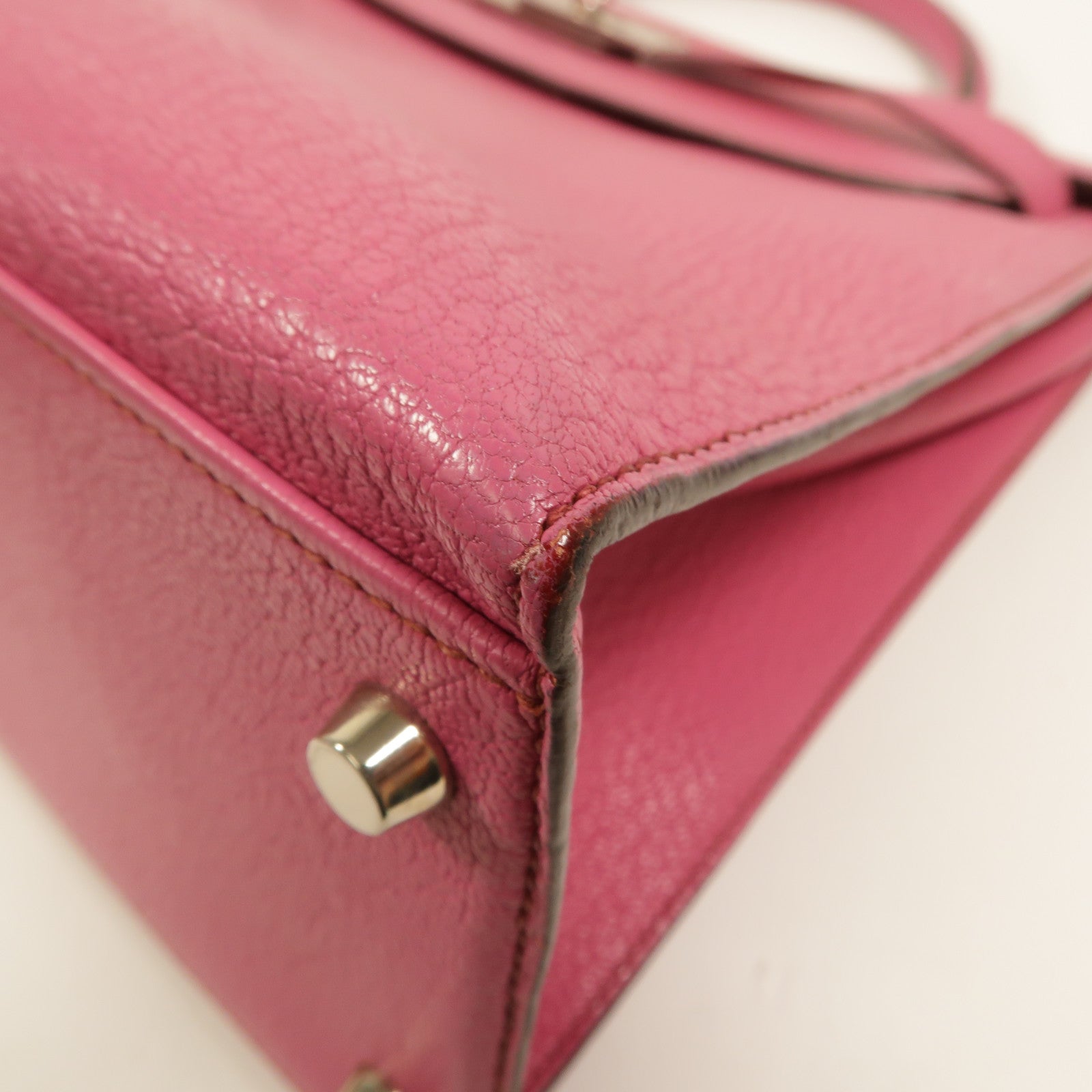 HERMES Chevre皮革Kelly 32手挽肩背兩用袋Fuchsia