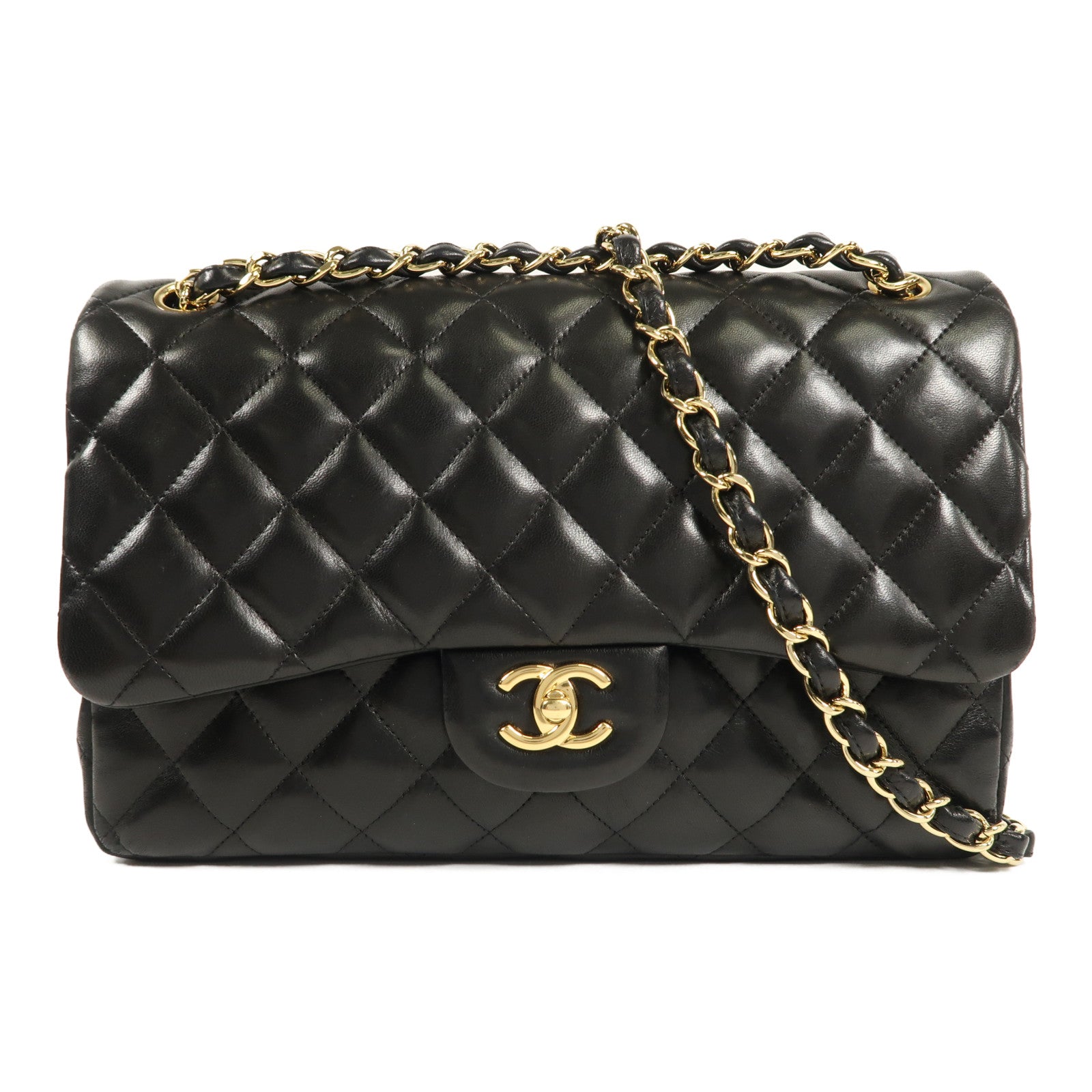 CHANEL 羊皮皮革Large Classic金扣鏈帶肩背袋