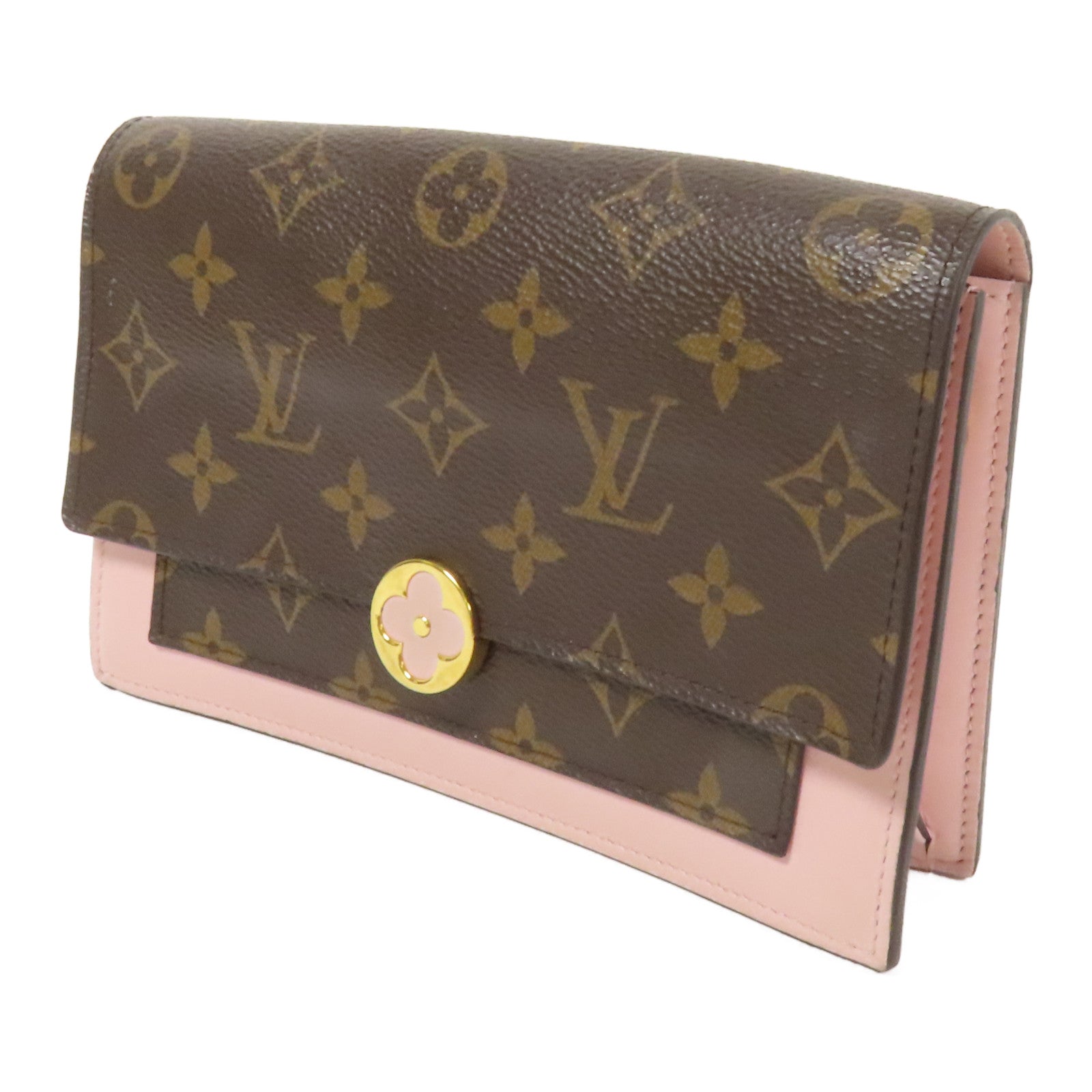 LOUIS VUITTON Monogram Flore Chain Wallet金扣鏈帶肩背袋