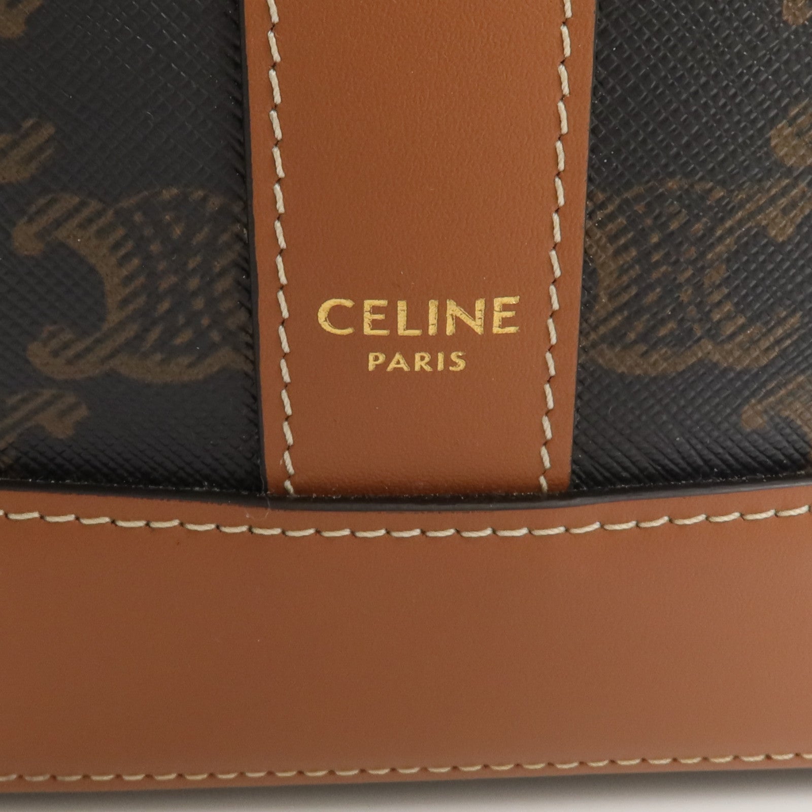 CELINE 塗層帆布Triomphe Bucket金扣肩背袋