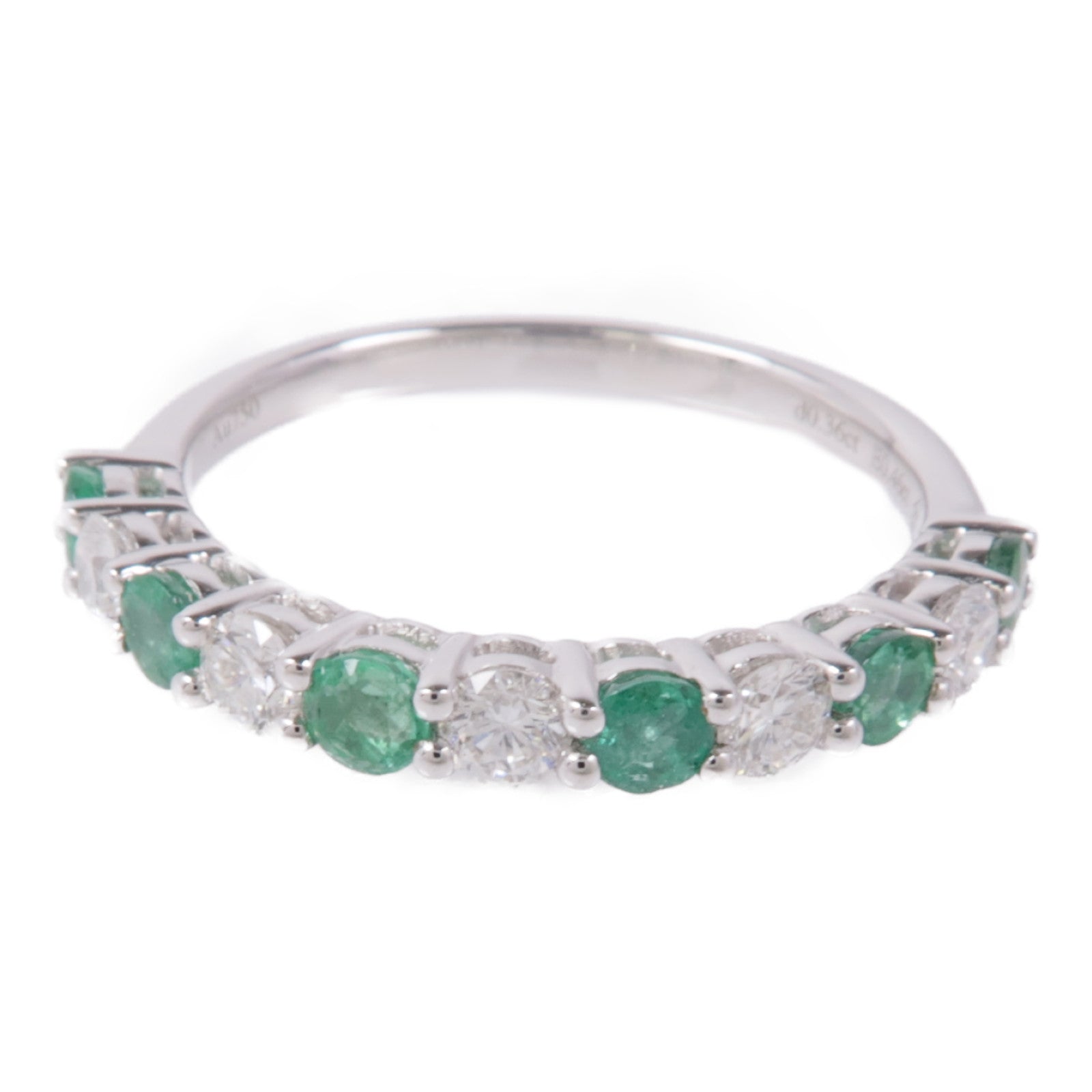 JEWELRY (PRICE DOWN) Emerald Diamond Ring 18K White Gold US#6