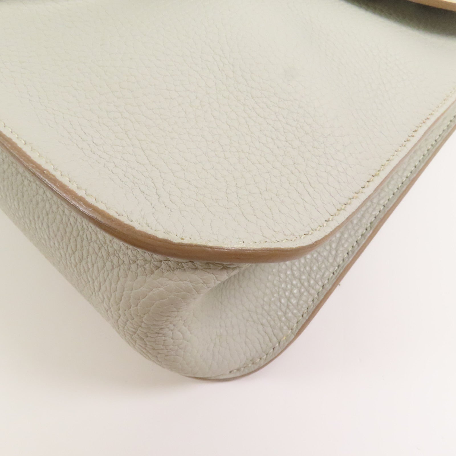 HERMES Clemence皮革Halzan 31銀扣手挽肩背兩用袋Gris Perle