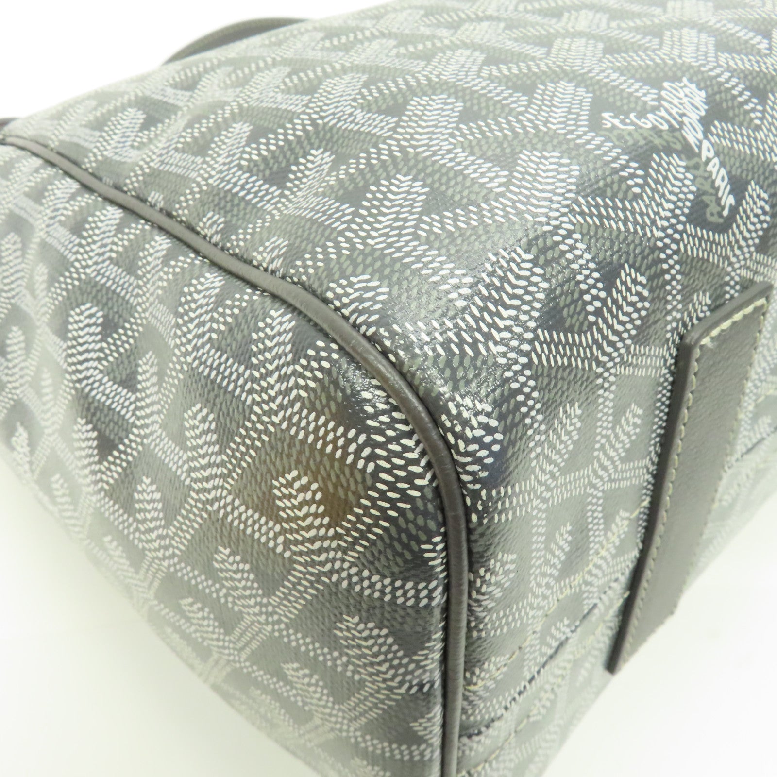GOYARD 塗層帆布Sac Rouette Souple PM銀扣肩背袋灰色