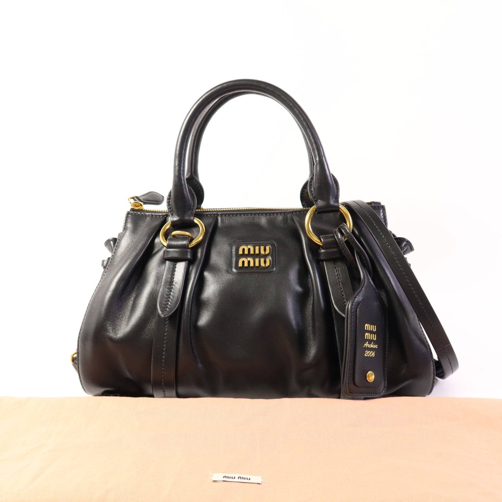 Miu Miu 羊皮皮革2 Way Shoudler Bag金扣手挽肩背兩用袋