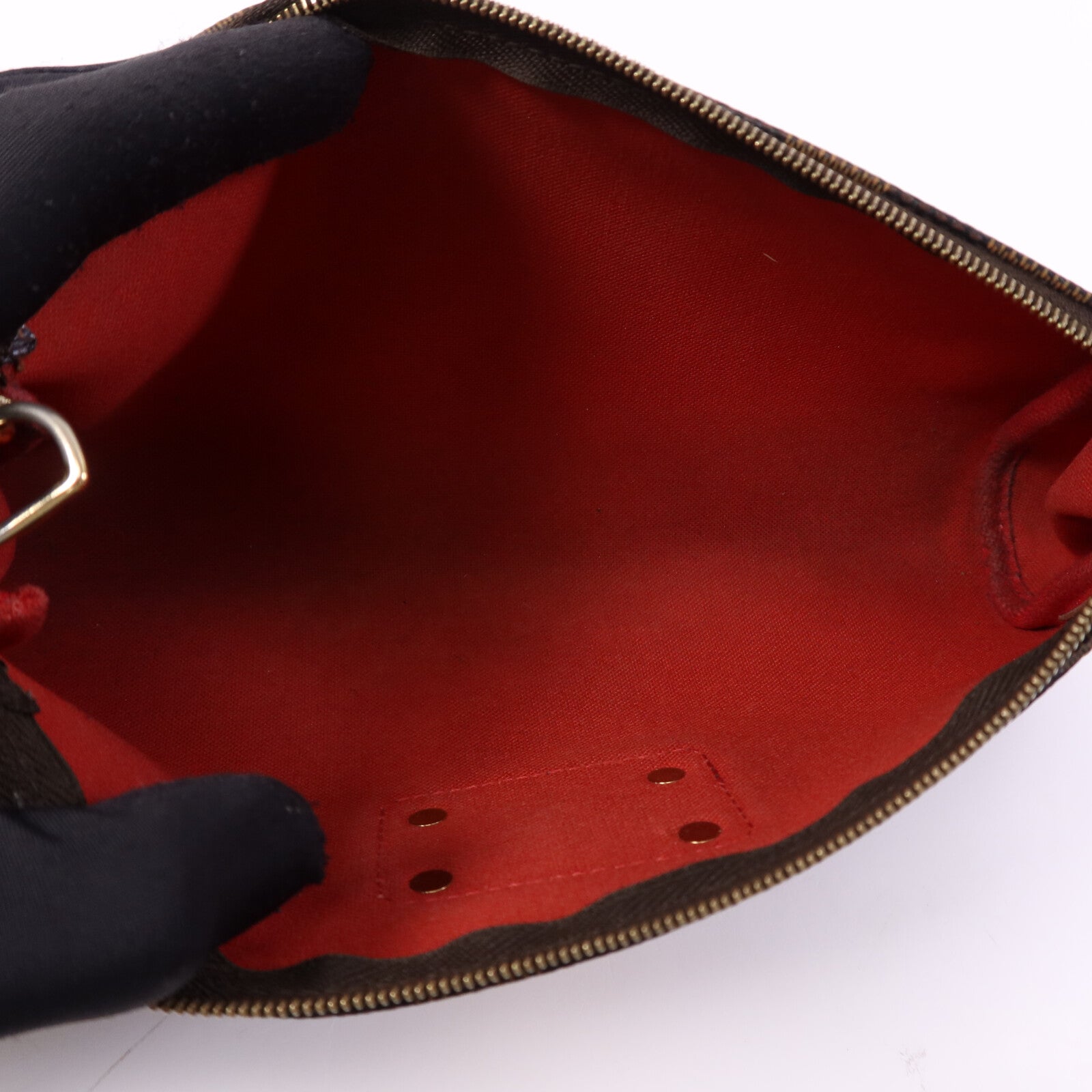 LOUIS VUITTON Damier Ebene金扣鏈帶肩背袋