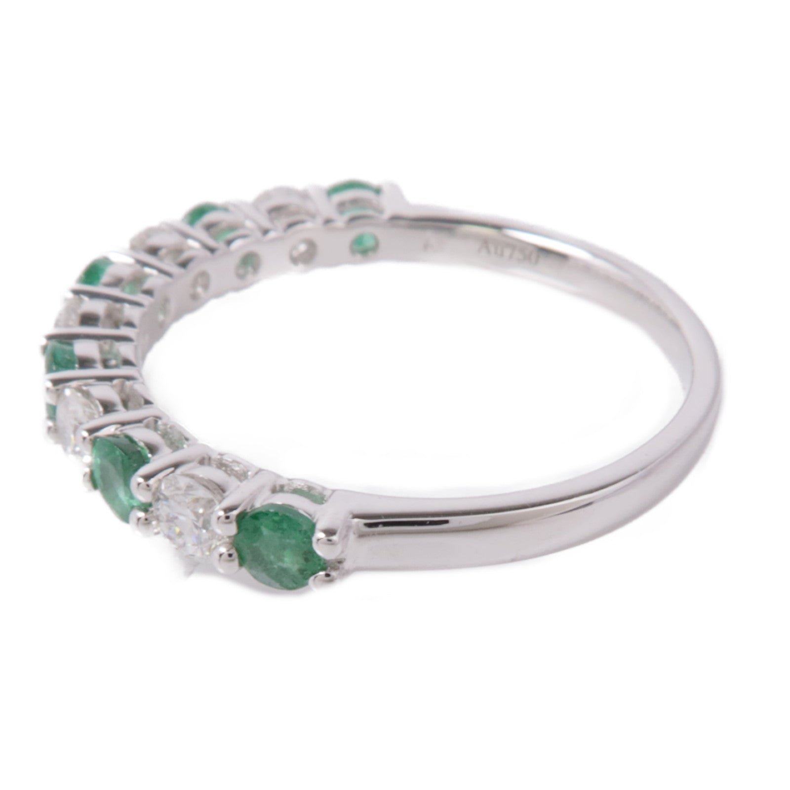 JEWELRY (PRICE DOWN) Emerald Diamond Ring 18K White Gold US#6