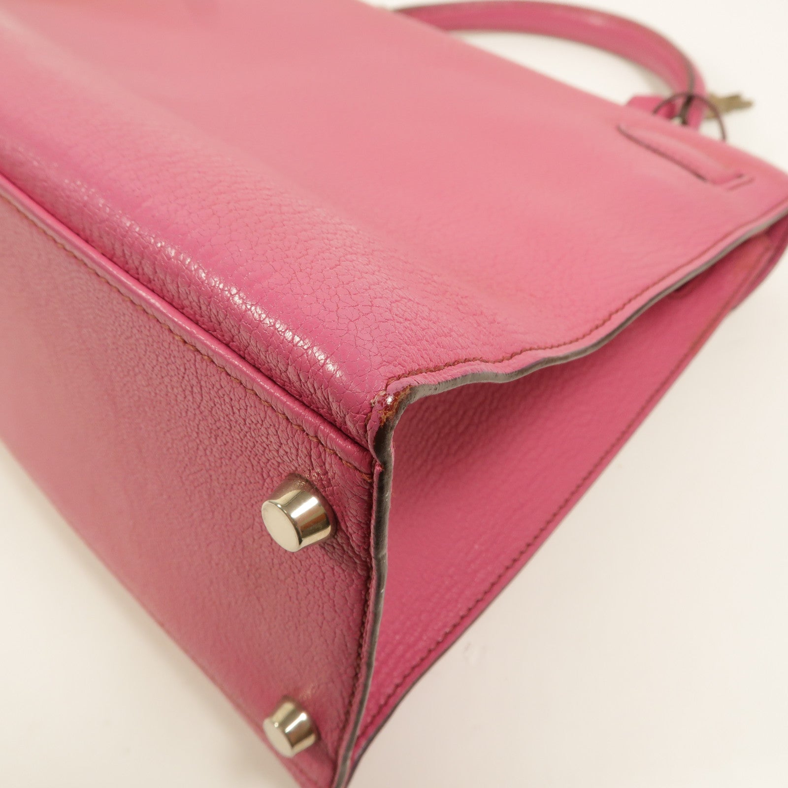 HERMES Chevre皮革Kelly 32手挽肩背兩用袋Fuchsia