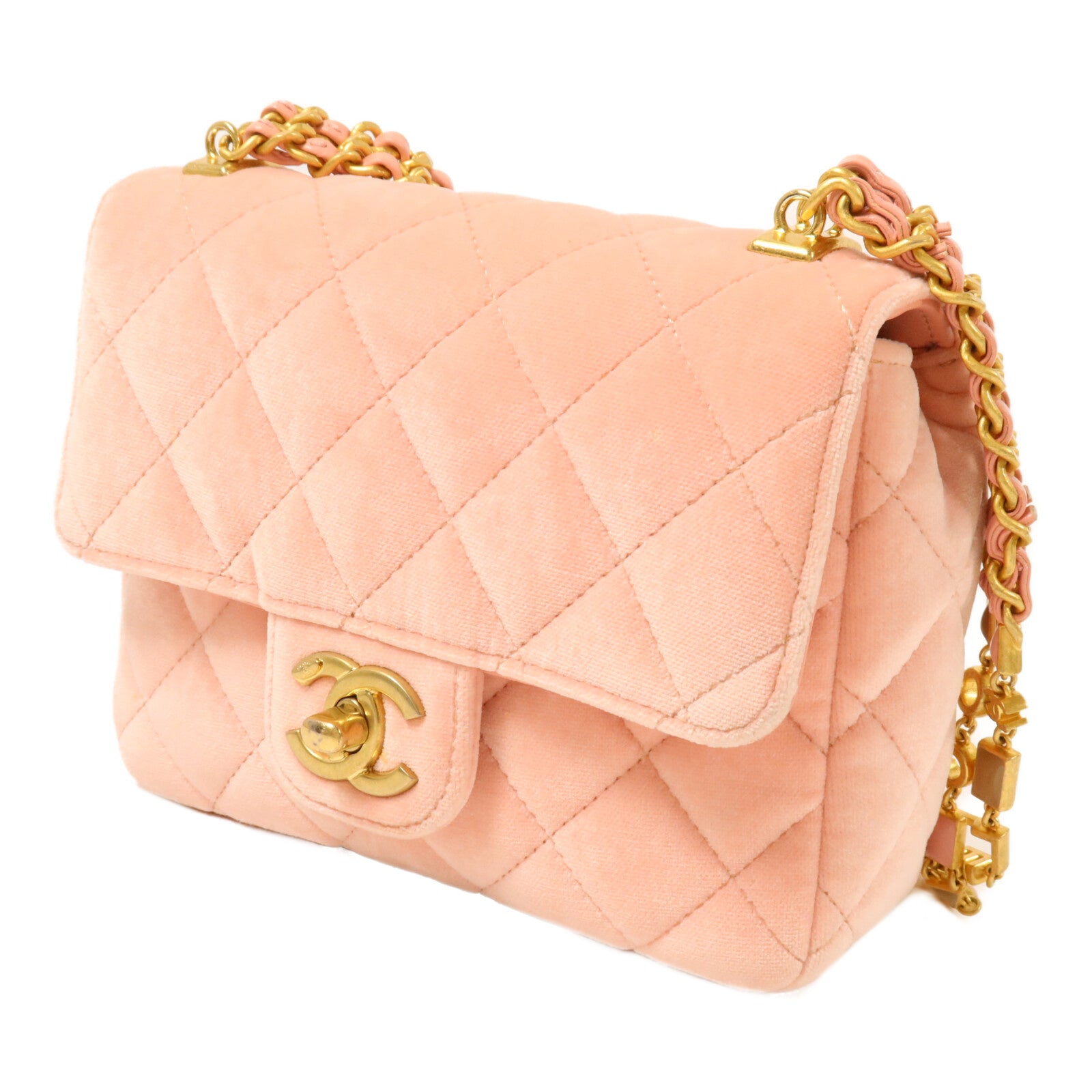 CHANEL 絨布Mini Velvet Enamel Flap Bag鏈帶肩背袋