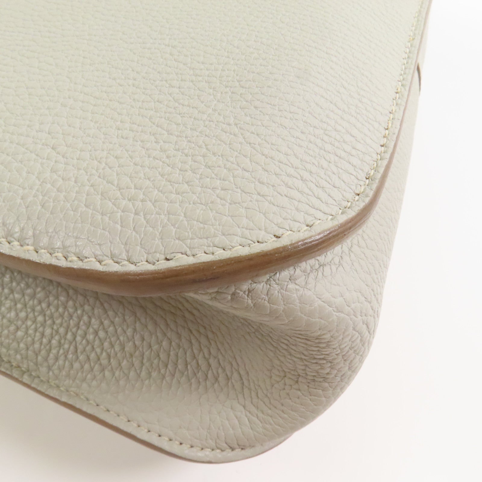 HERMES Clemence皮革Halzan 31銀扣手挽肩背兩用袋Gris Perle
