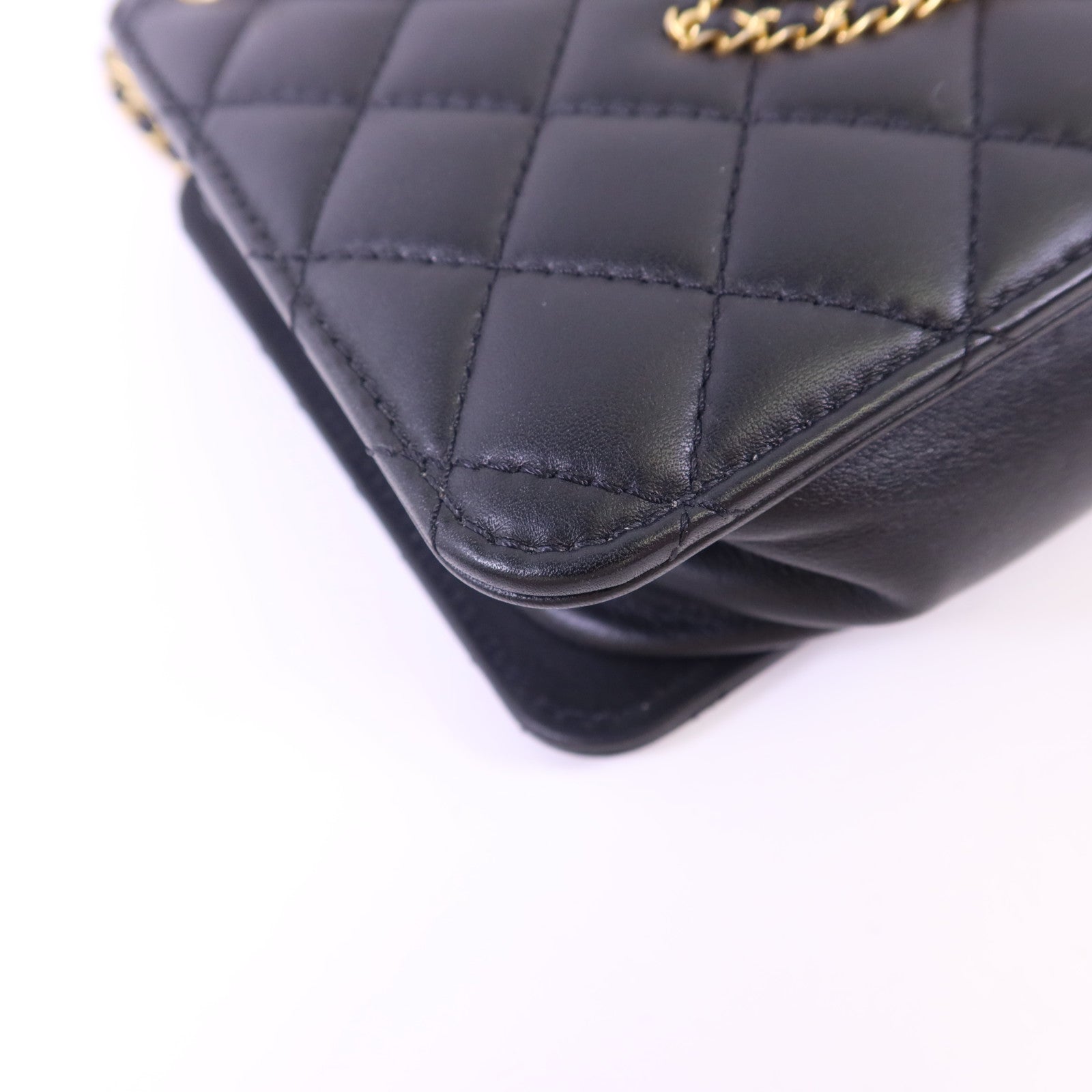 CHANEL 牛皮皮革Chain Shoulder Bag金扣鏈帶肩背袋