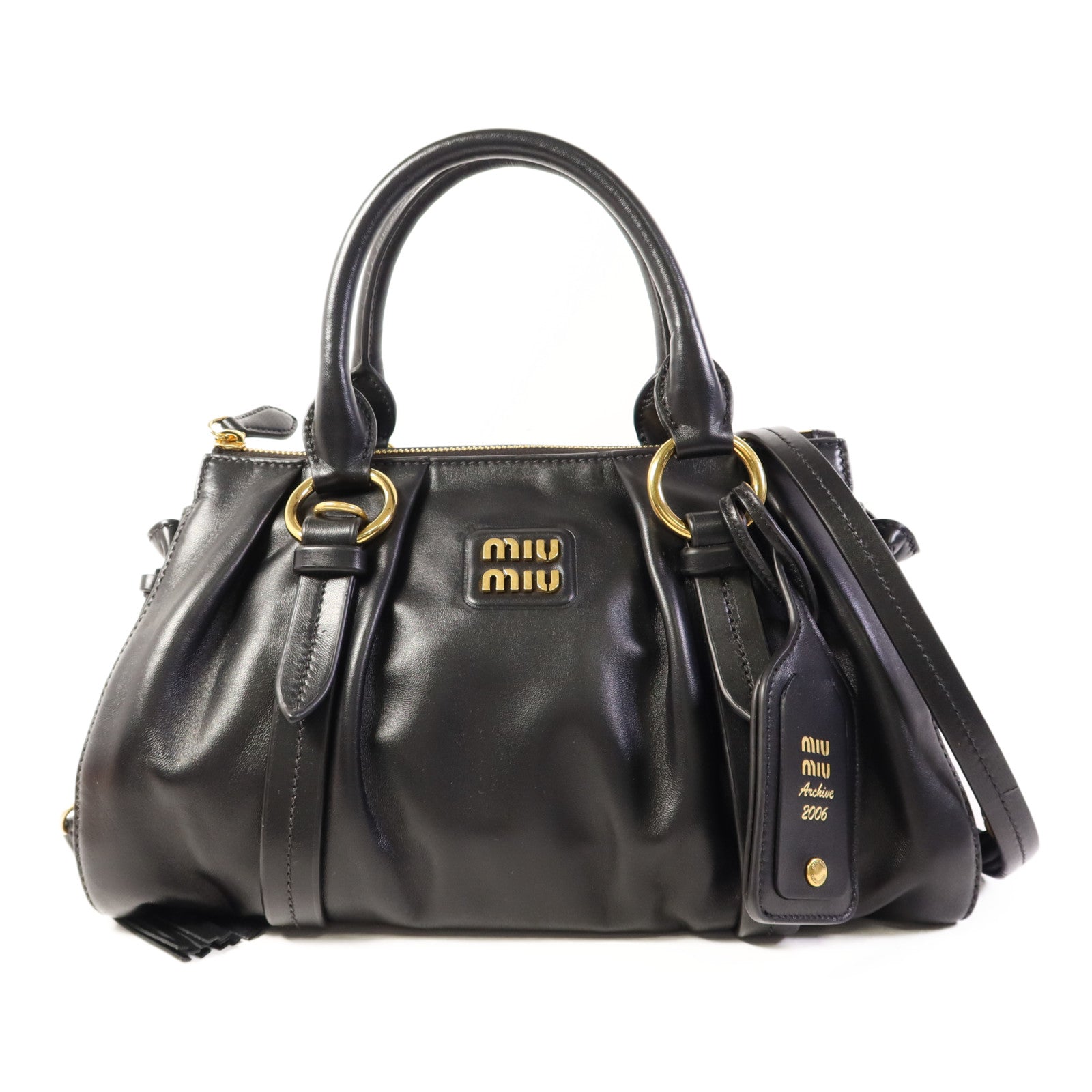 Miu Miu 羊皮皮革2 Way Shoudler Bag金扣手挽肩背兩用袋