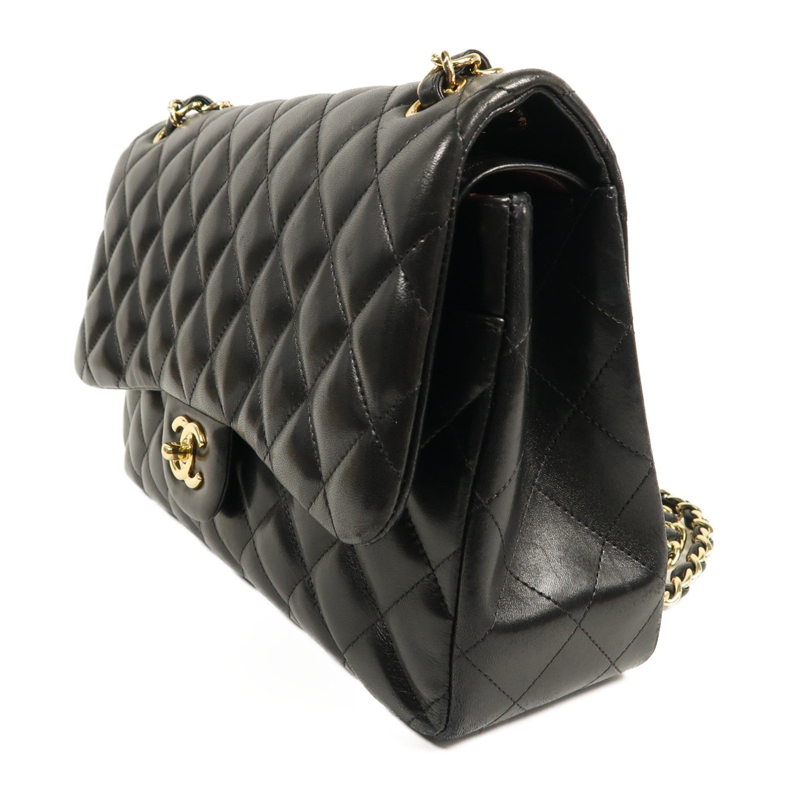 CHANEL 羊皮皮革Large Classic金扣鏈帶肩背袋
