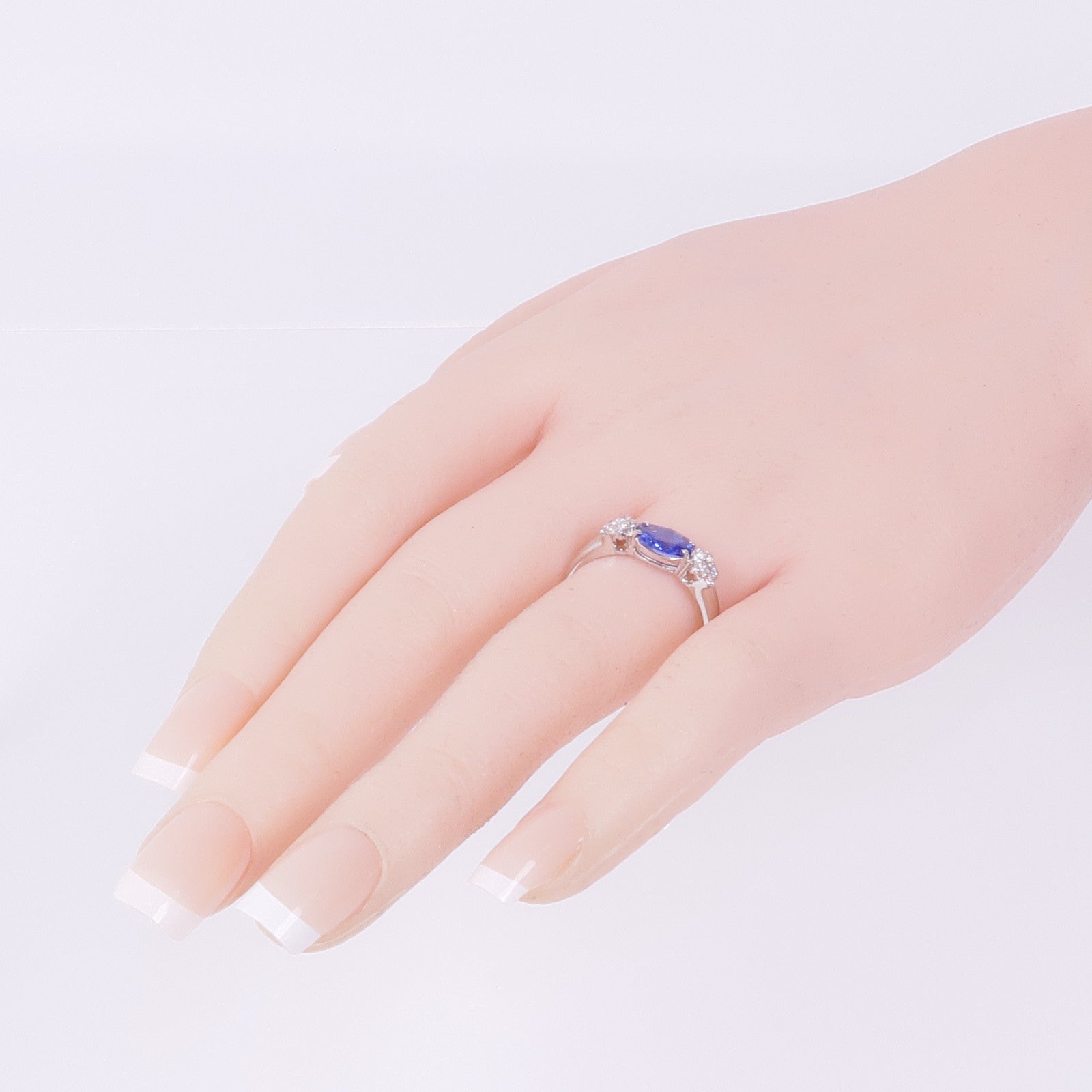 Ponte Vecchio 18K白金Sapphire Diamond Ring藍寶石/鑽石戒指US#8.5