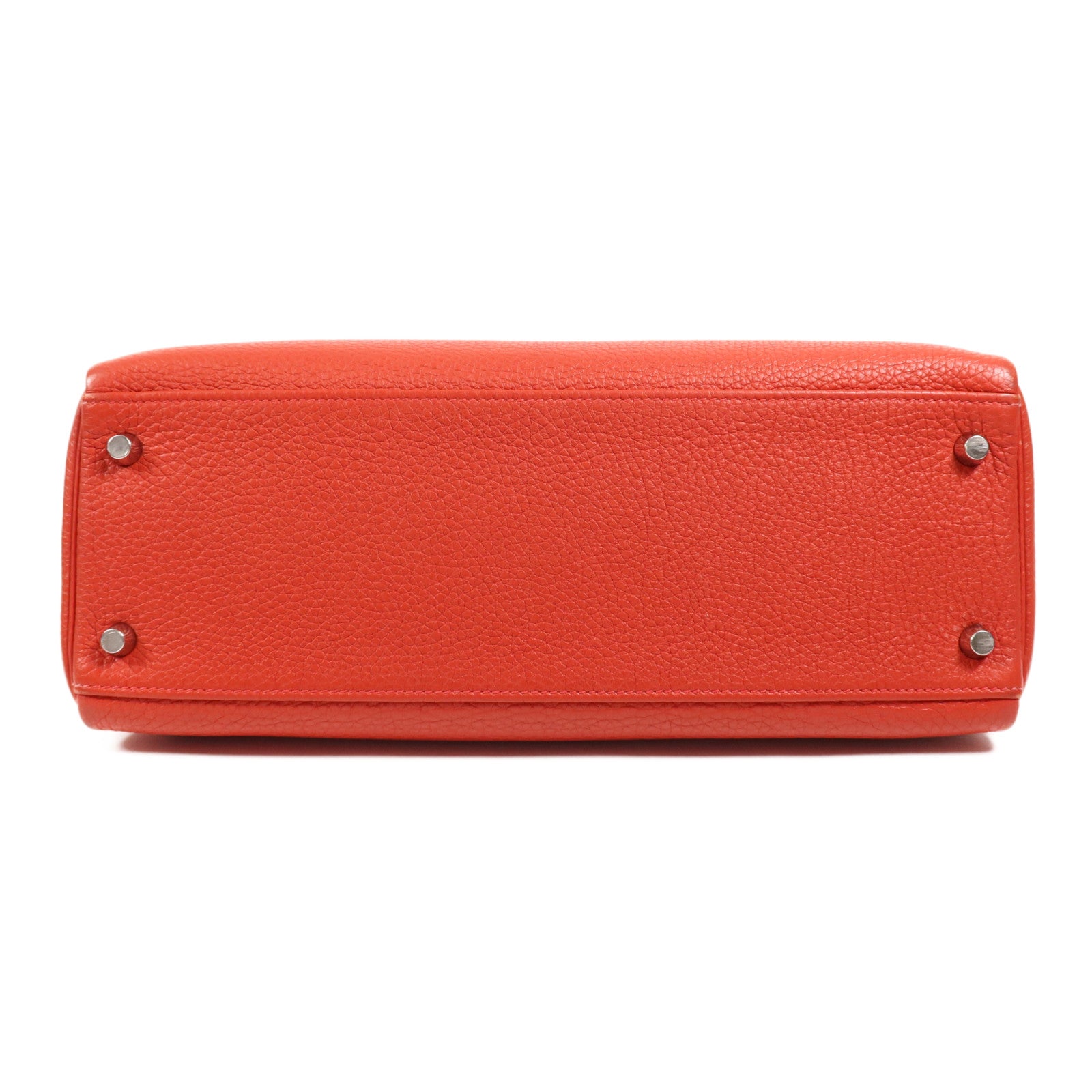 HERMES Clemence皮革Kelly 32銀扣手挽肩背兩用袋Rouge Casaque