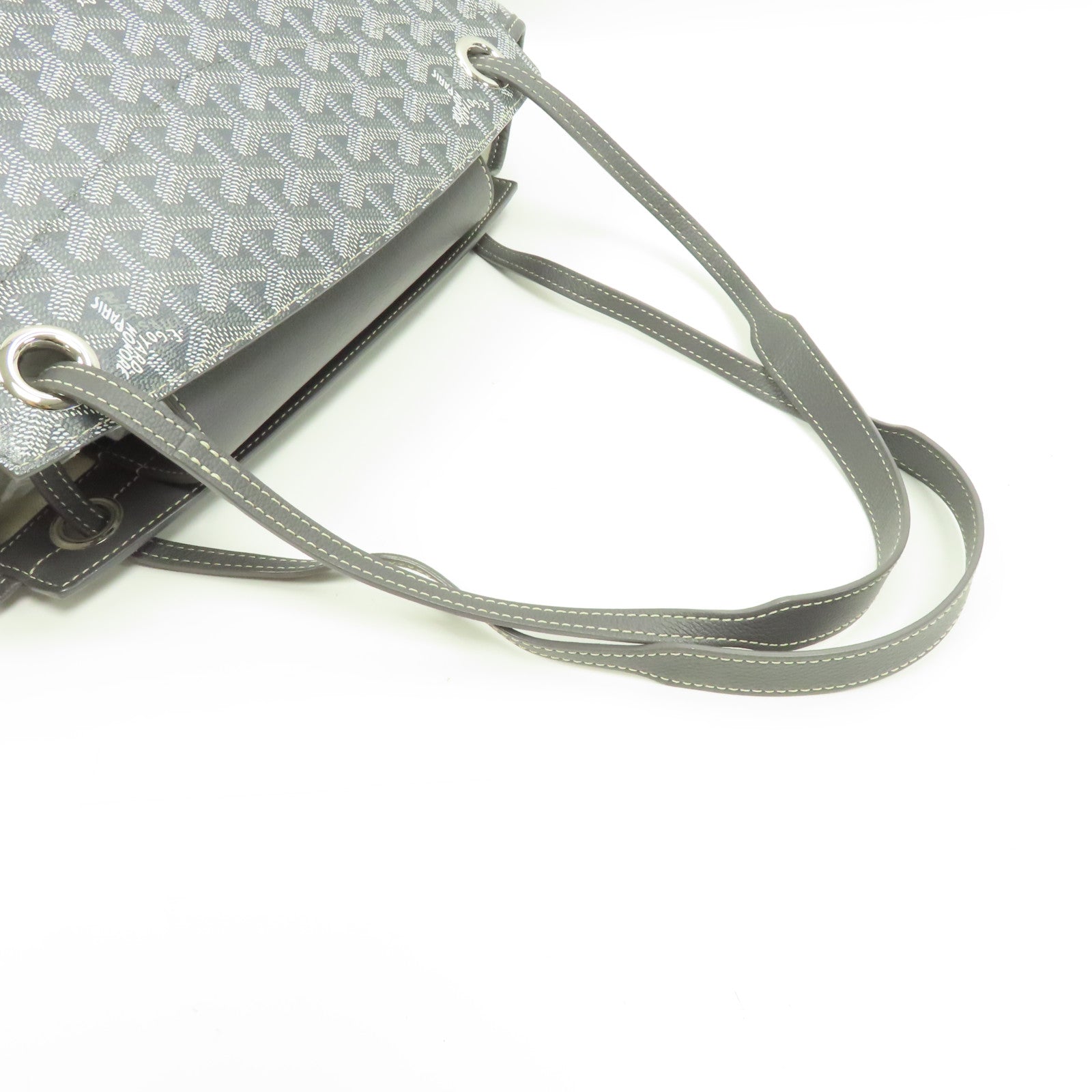 GOYARD 塗層帆布Sac Rouette Souple PM銀扣肩背袋灰色