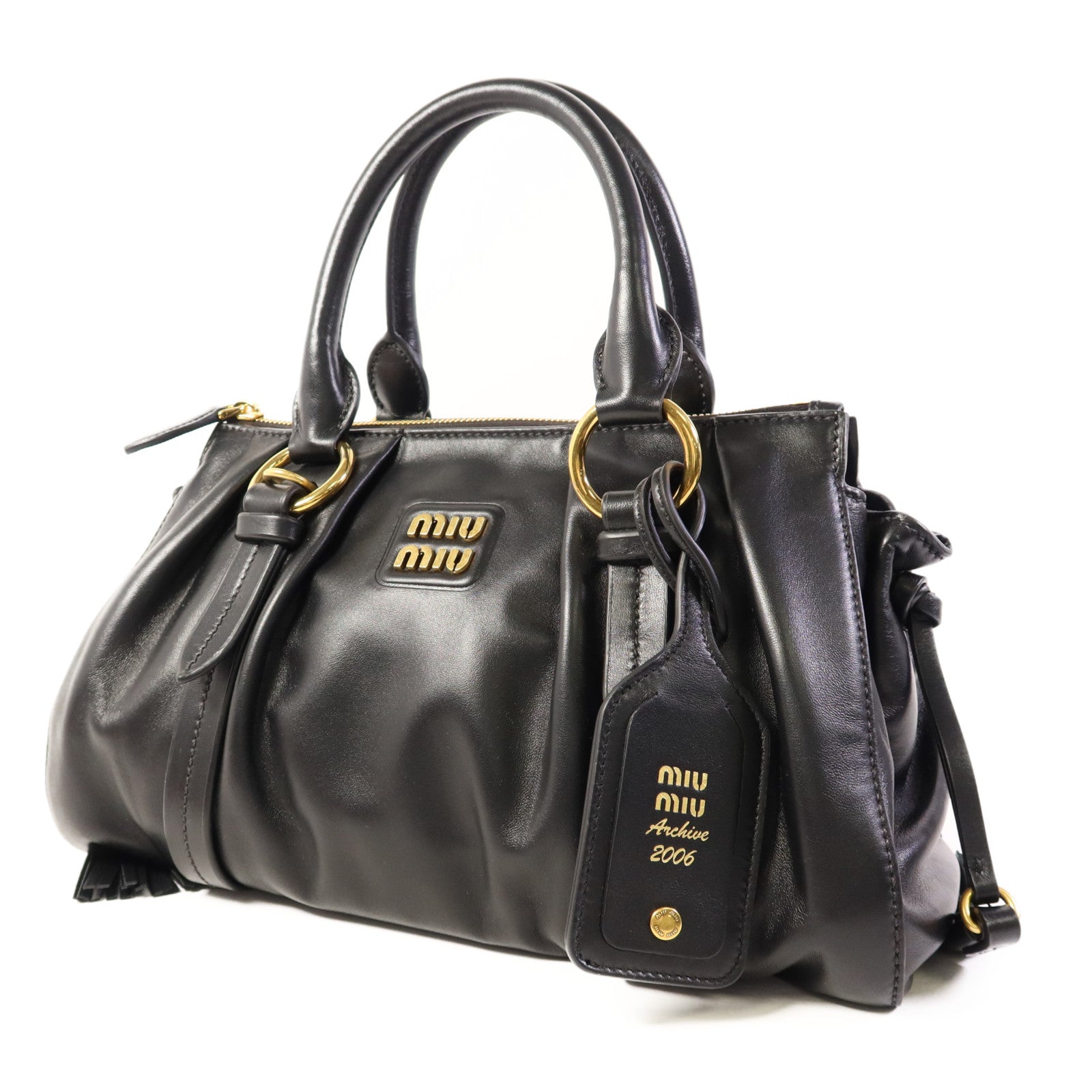 Miu Miu 羊皮皮革2 Way Shoudler Bag金扣手挽肩背兩用袋