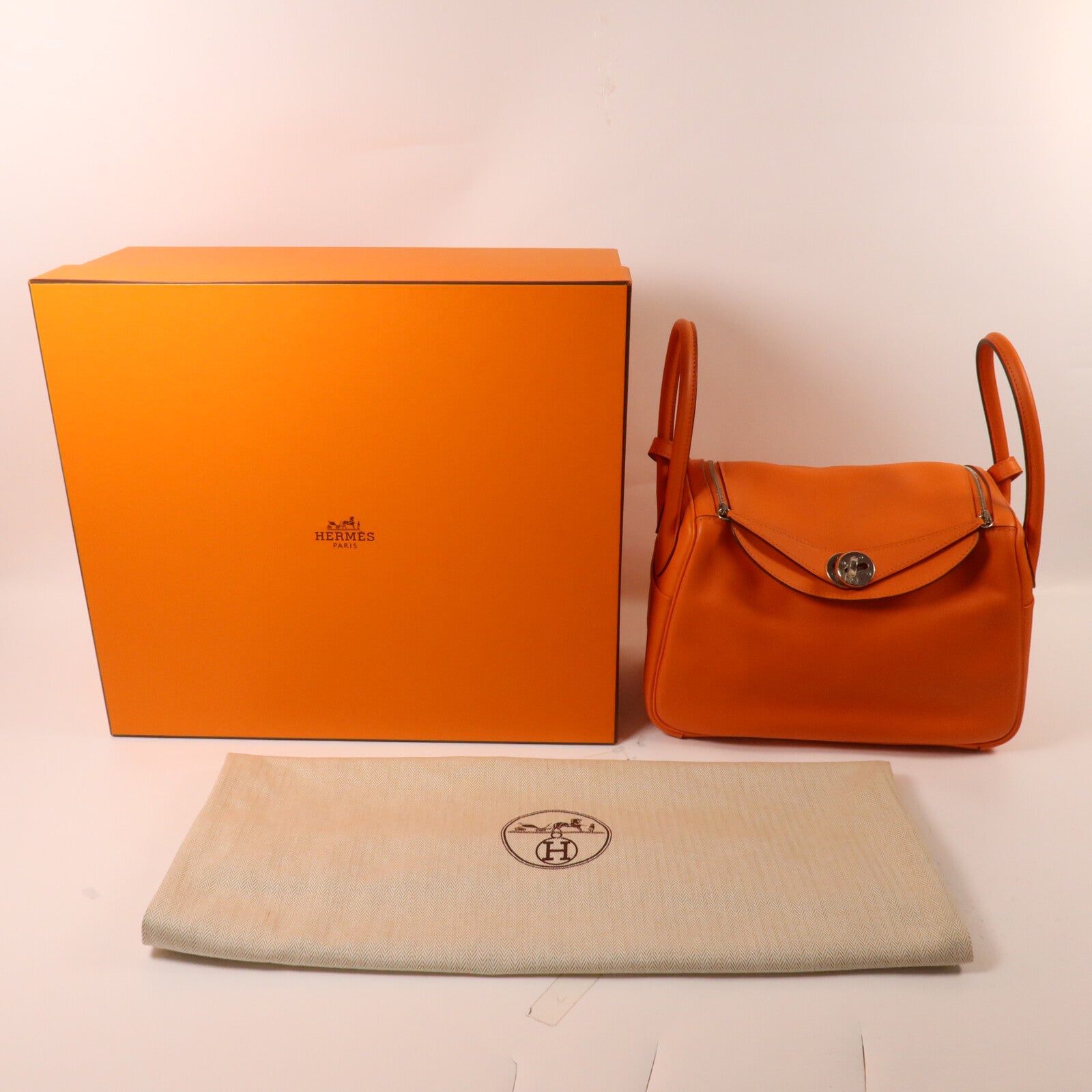 HERMES Swift皮革Lindy 26手挽肩背兩用袋Feu