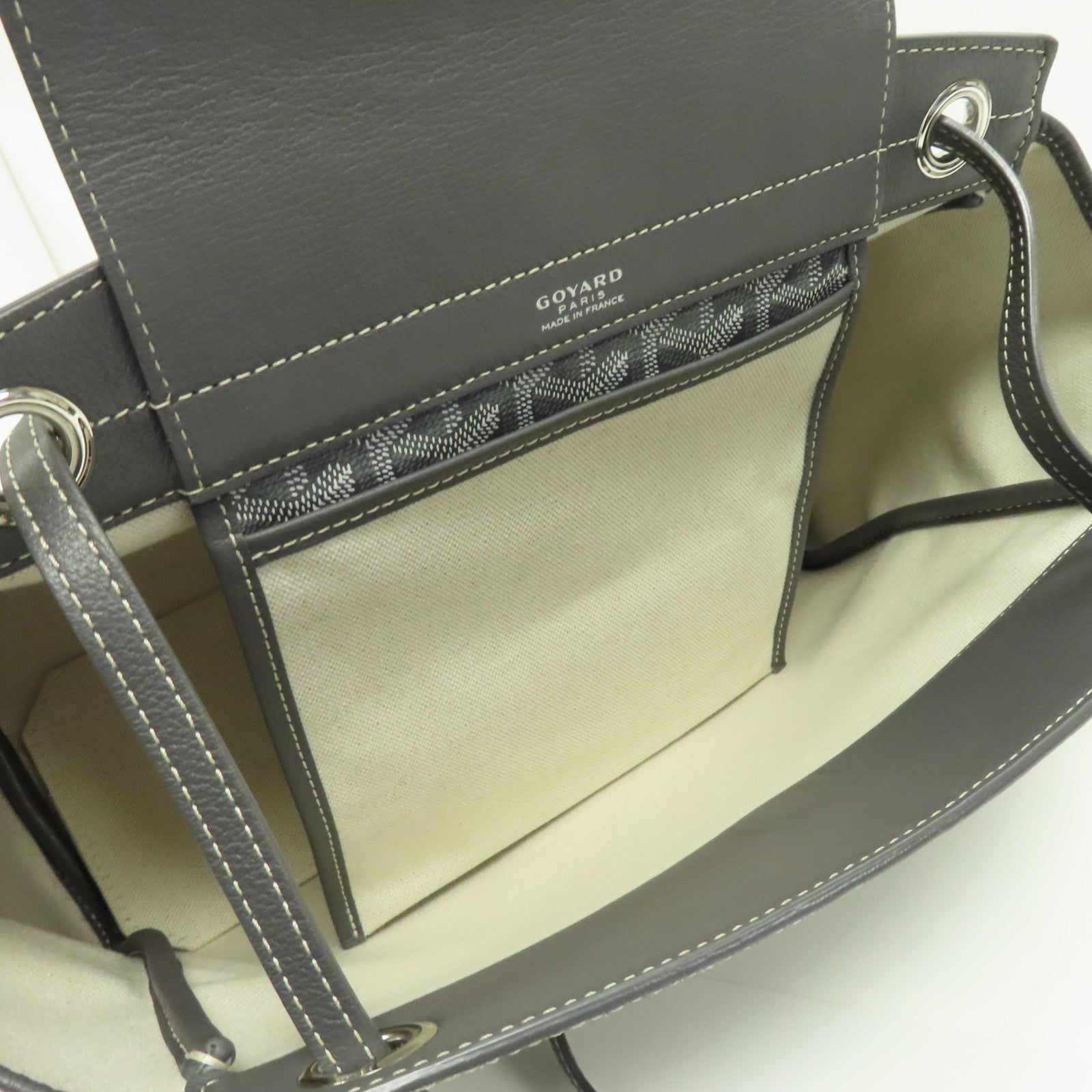 GOYARD 塗層帆布Sac Rouette Souple PM銀扣肩背袋灰色