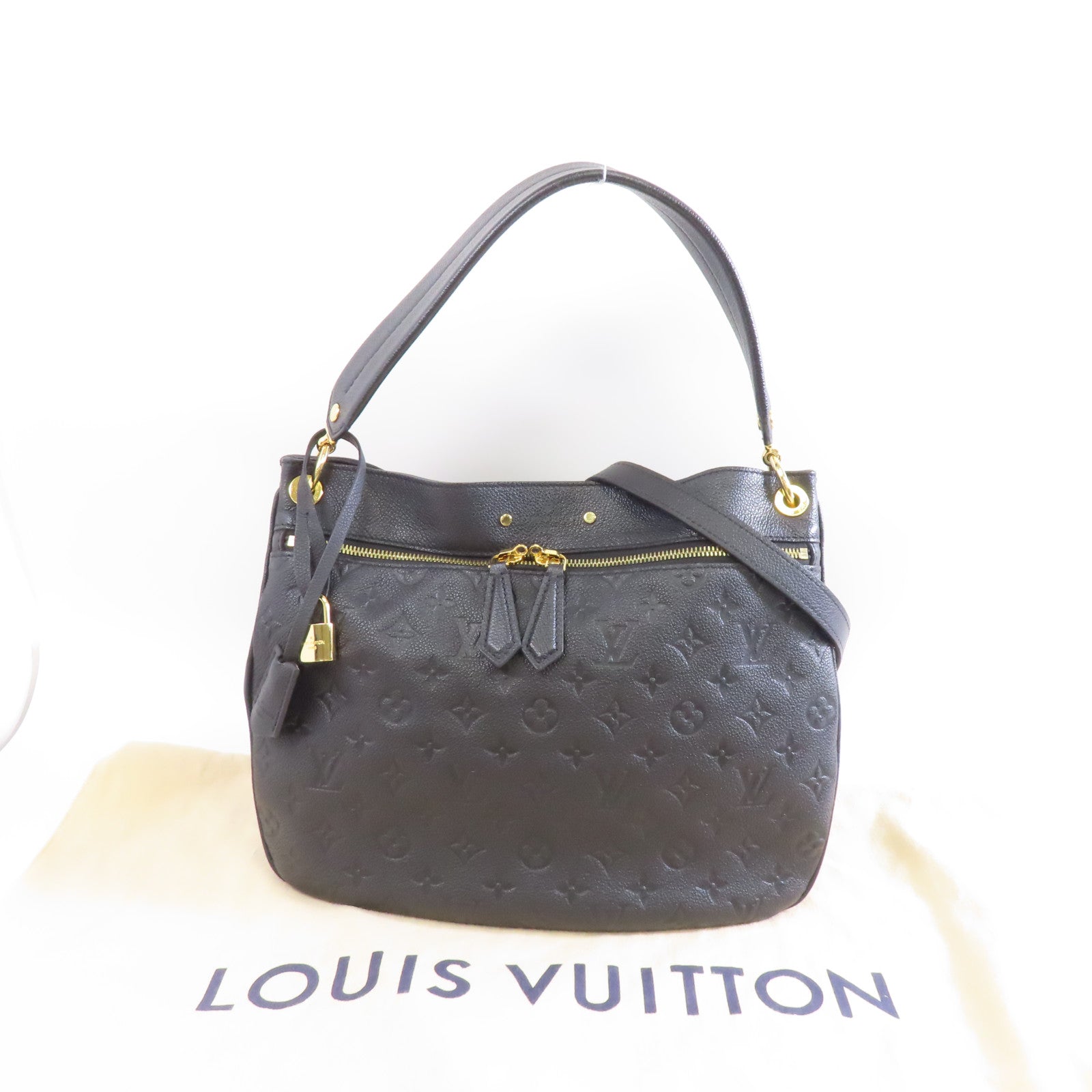 LOUIS VUITTON Monogram Empreinte Spontini金扣手挽肩背兩用袋黑色