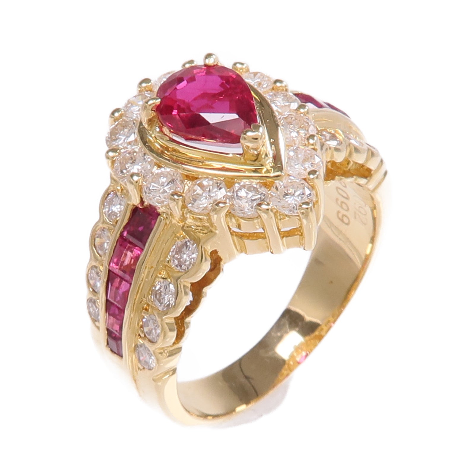 JEWELRY 18K黃金Ruby Diamond Ring紅寶石/鑽石戒指US#6
