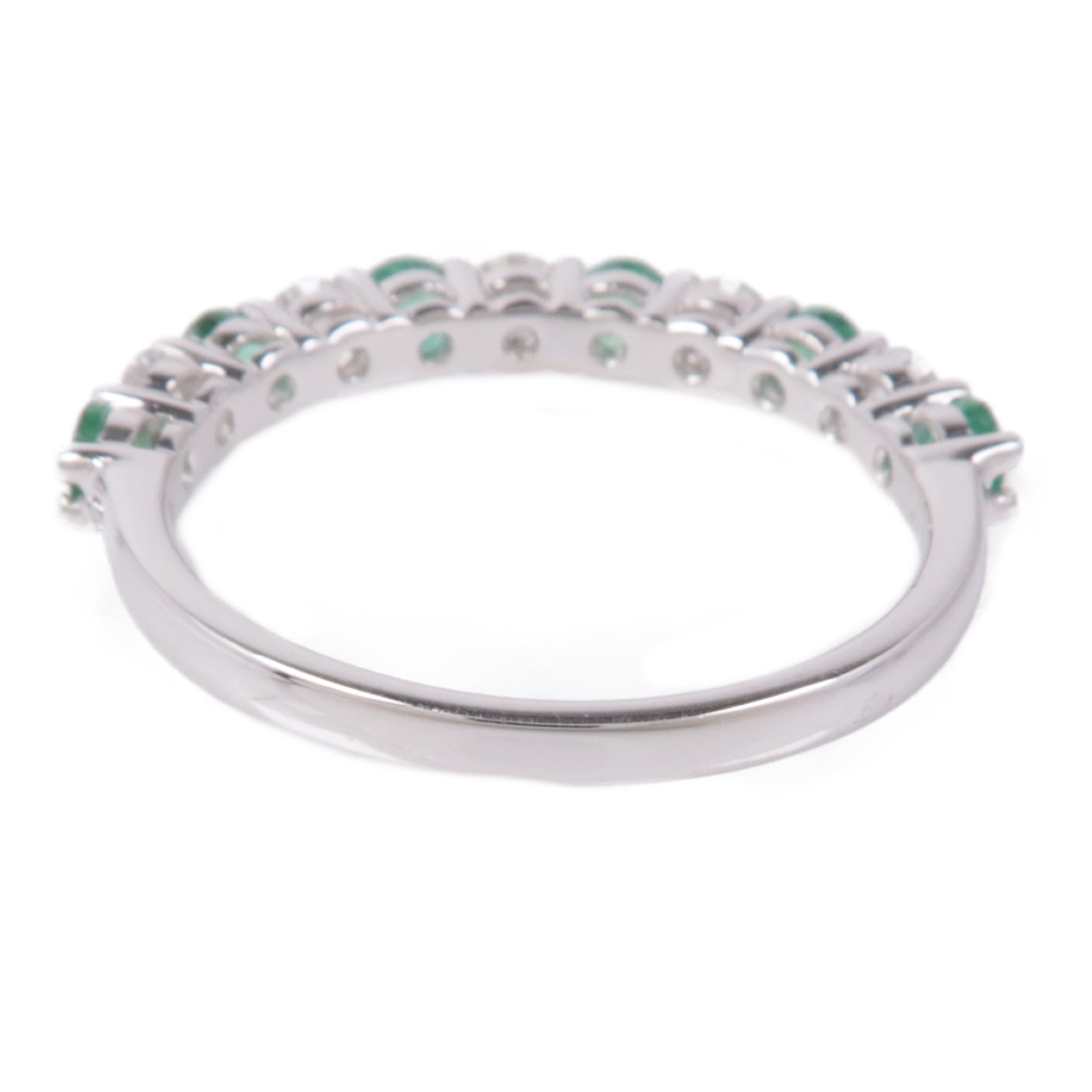 JEWELRY (PRICE DOWN) Emerald Diamond Ring 18K White Gold US#6