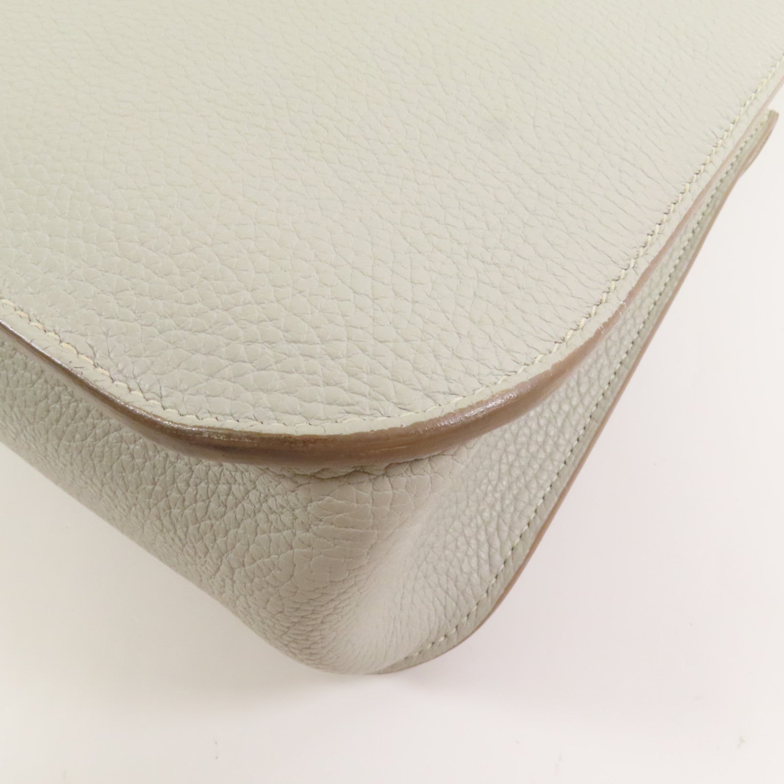 HERMES Clemence皮革Halzan 31銀扣手挽肩背兩用袋Gris Perle