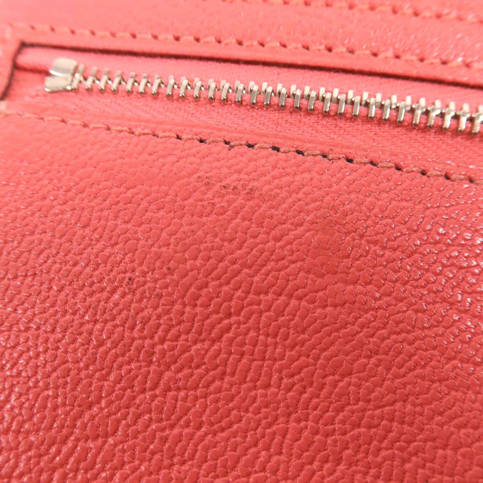 HERMES Chevre皮革Bearn Compact Wallet銀扣錢包Rose Azalee