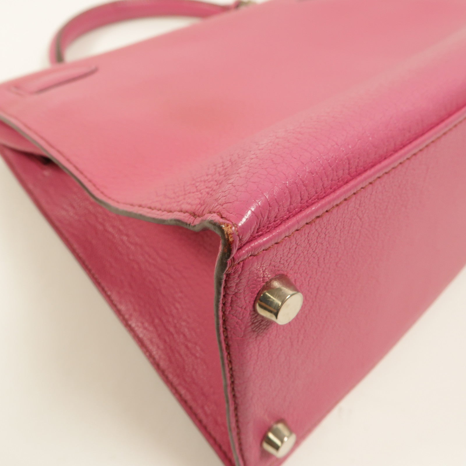 HERMES Chevre皮革Kelly 32手挽肩背兩用袋Fuchsia