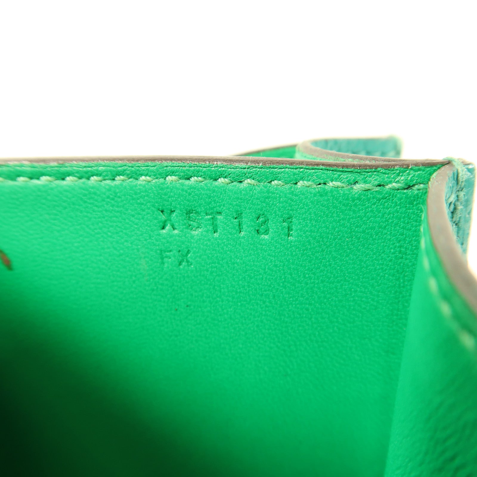 HERMES Epsom皮革Constance 24銀扣肩背袋Blue Paon/Menthe