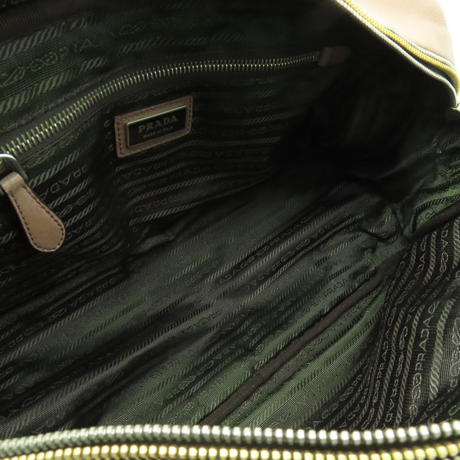 PRADA 【清倉大減價】牛皮皮革2way Shoulder Bag金扣手拿包米色/灰色