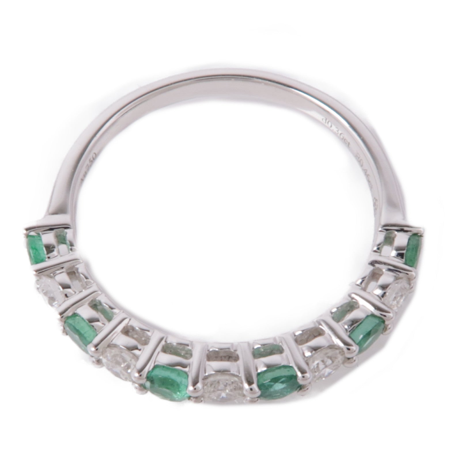 JEWELRY (PRICE DOWN) Emerald Diamond Ring 18K White Gold US#6