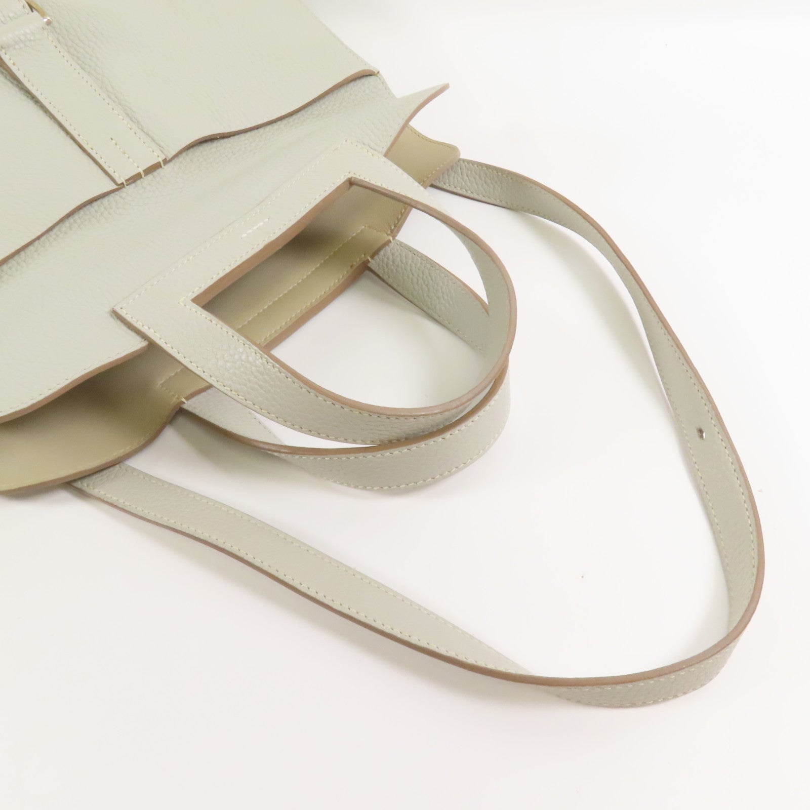 HERMES Clemence皮革Halzan 31銀扣手挽肩背兩用袋Gris Perle