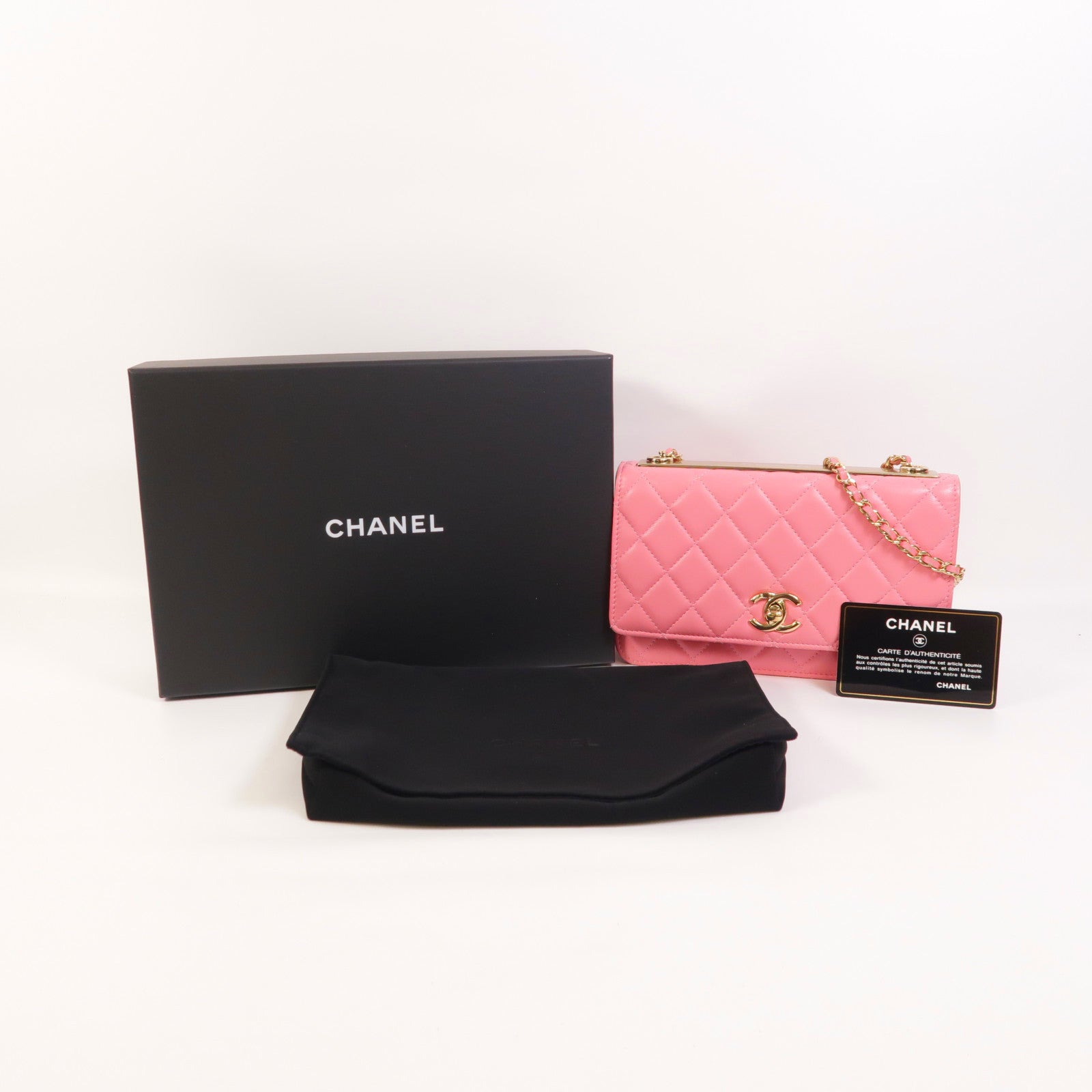 CHANEL 羊皮皮革WOC Wallet On Chain金扣鏈帶肩背袋