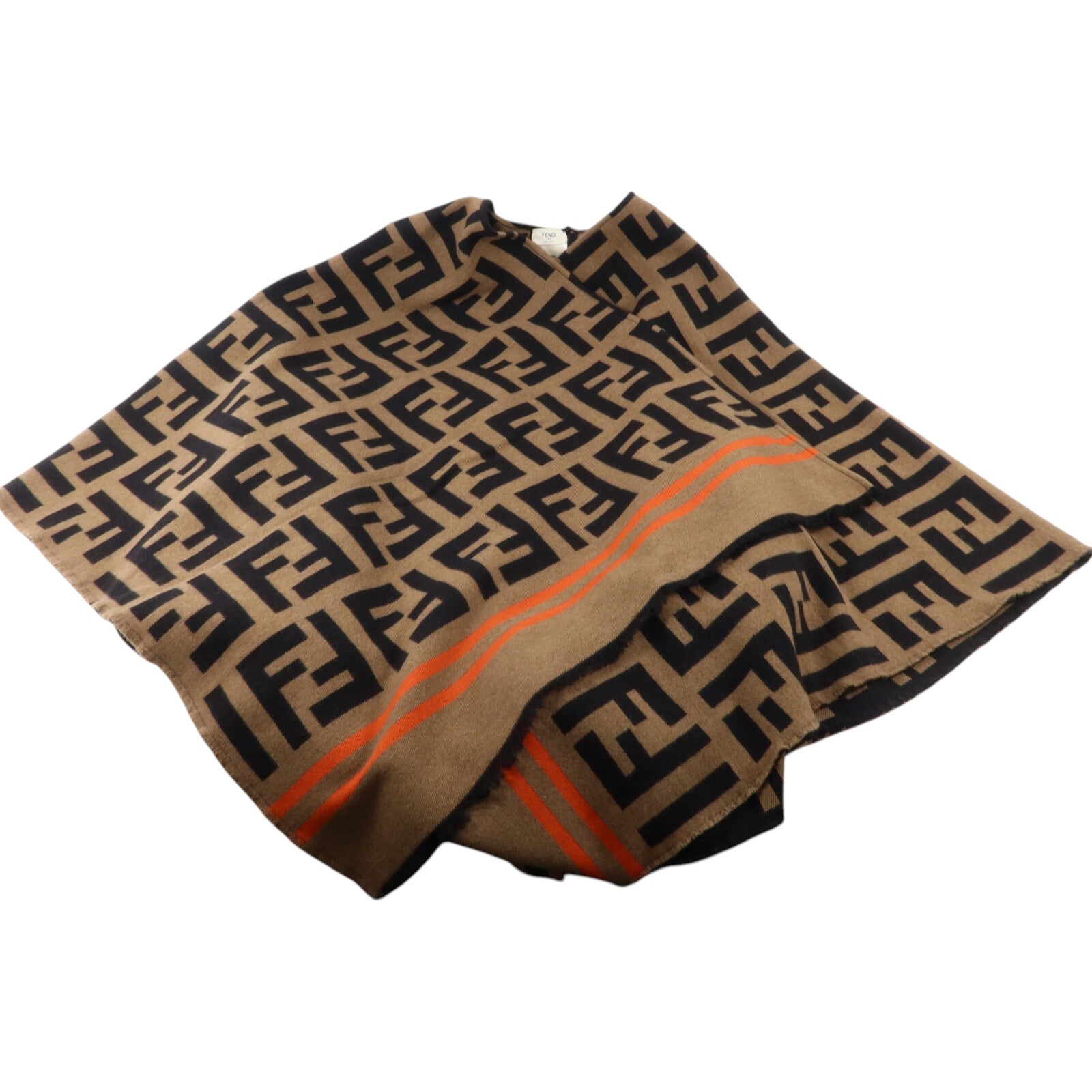 FENDI 羊毛/絲質FF Logo Poncho披肩
