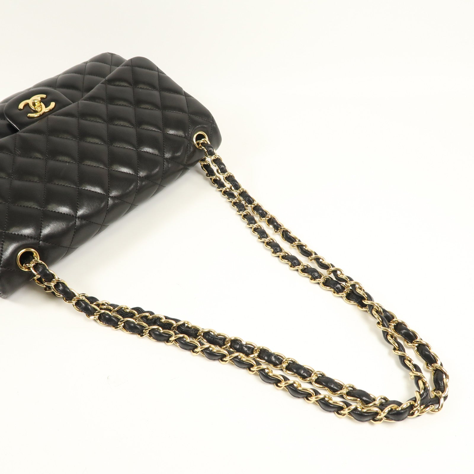 CHANEL 羊皮皮革Large Classic金扣鏈帶肩背袋