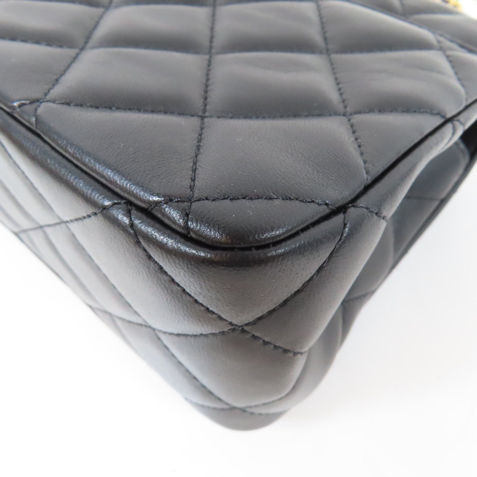 CHANEL 【激減優惠】菱格羊皮皮革Top Handle Flap金扣鏈帶手挽肩背兩用袋黑色